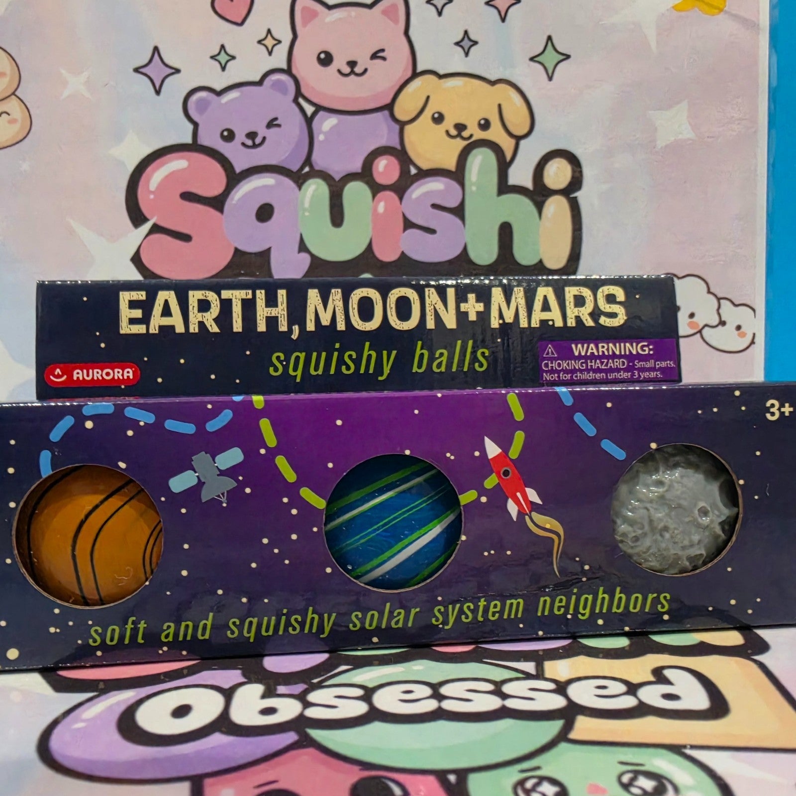 NEW SOLAR SYSTEM SQUISHY BALLS *Mars Earth Moon*3Pack ASMR Sensory Toy By AURORA0