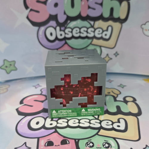 100% AUTHENTIC MINECRAFT Redstone Ore Jelly Cubes Squishy by Just Toys *RED* 1pc1
