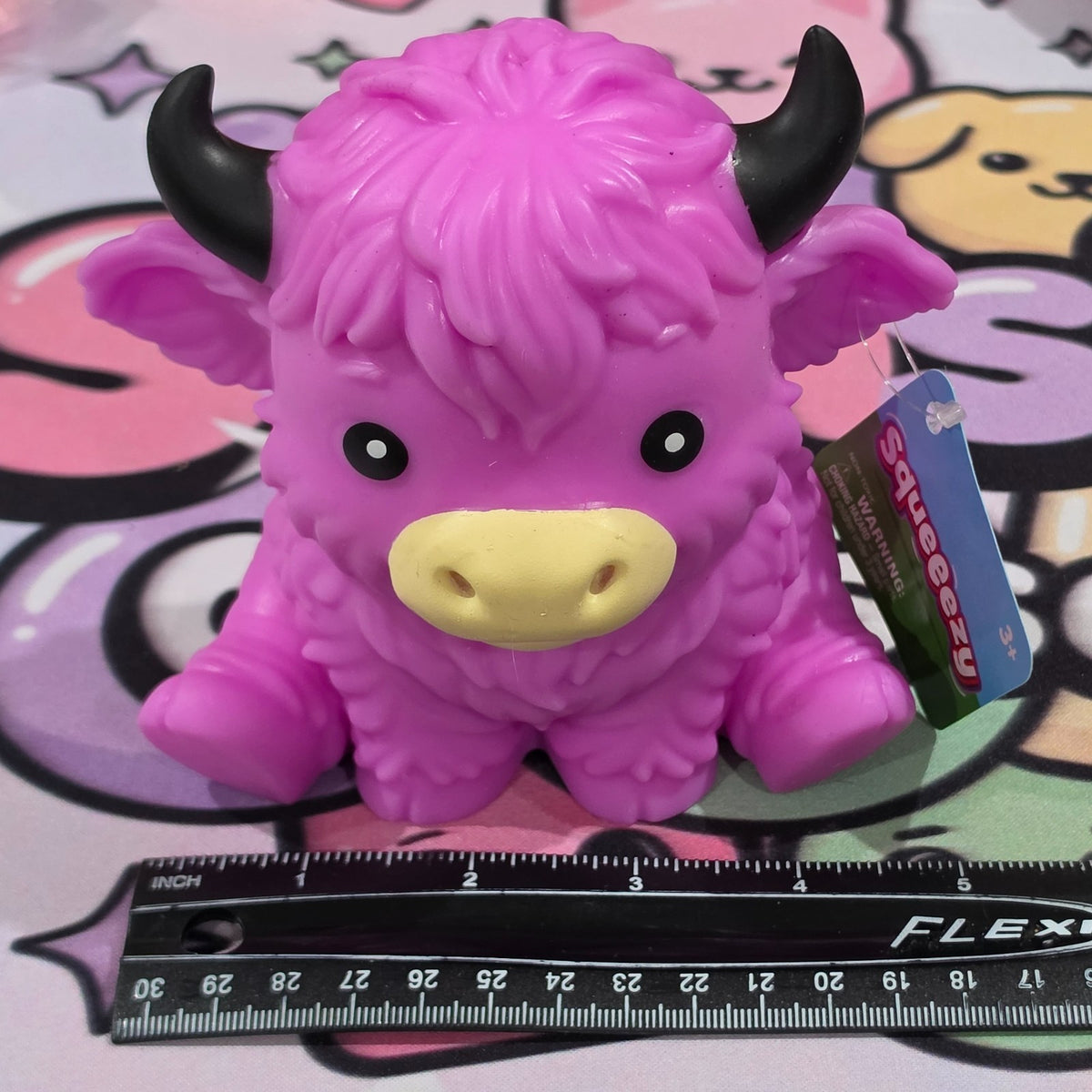 Toymendous Squeeezy Purple Highland Cow Soft Squeeze Fluffy Calf Squishy 1pc  0