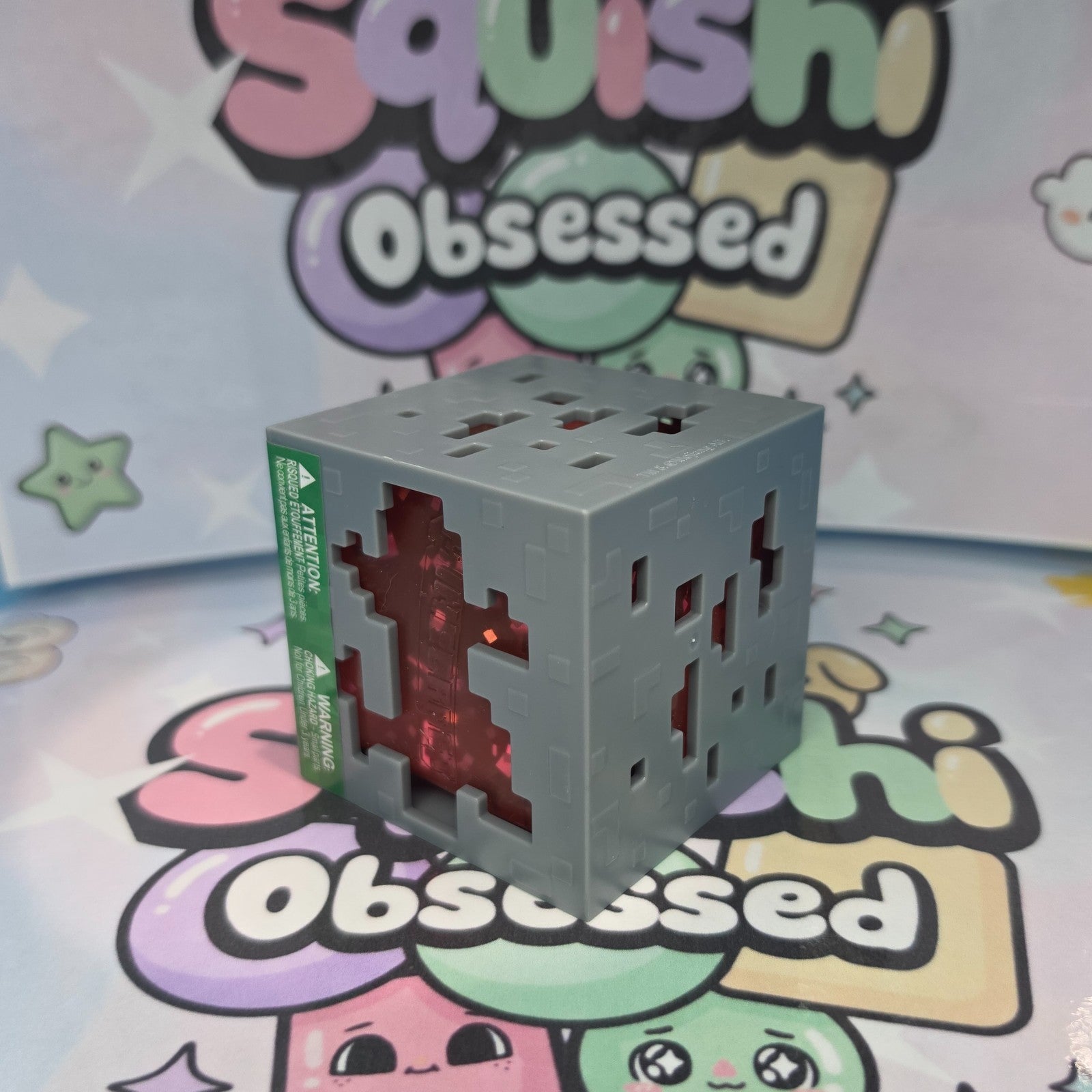 100% AUTHENTIC MINECRAFT Redstone Ore Jelly Cubes Squishy by Just Toys *RED* 1pc4
