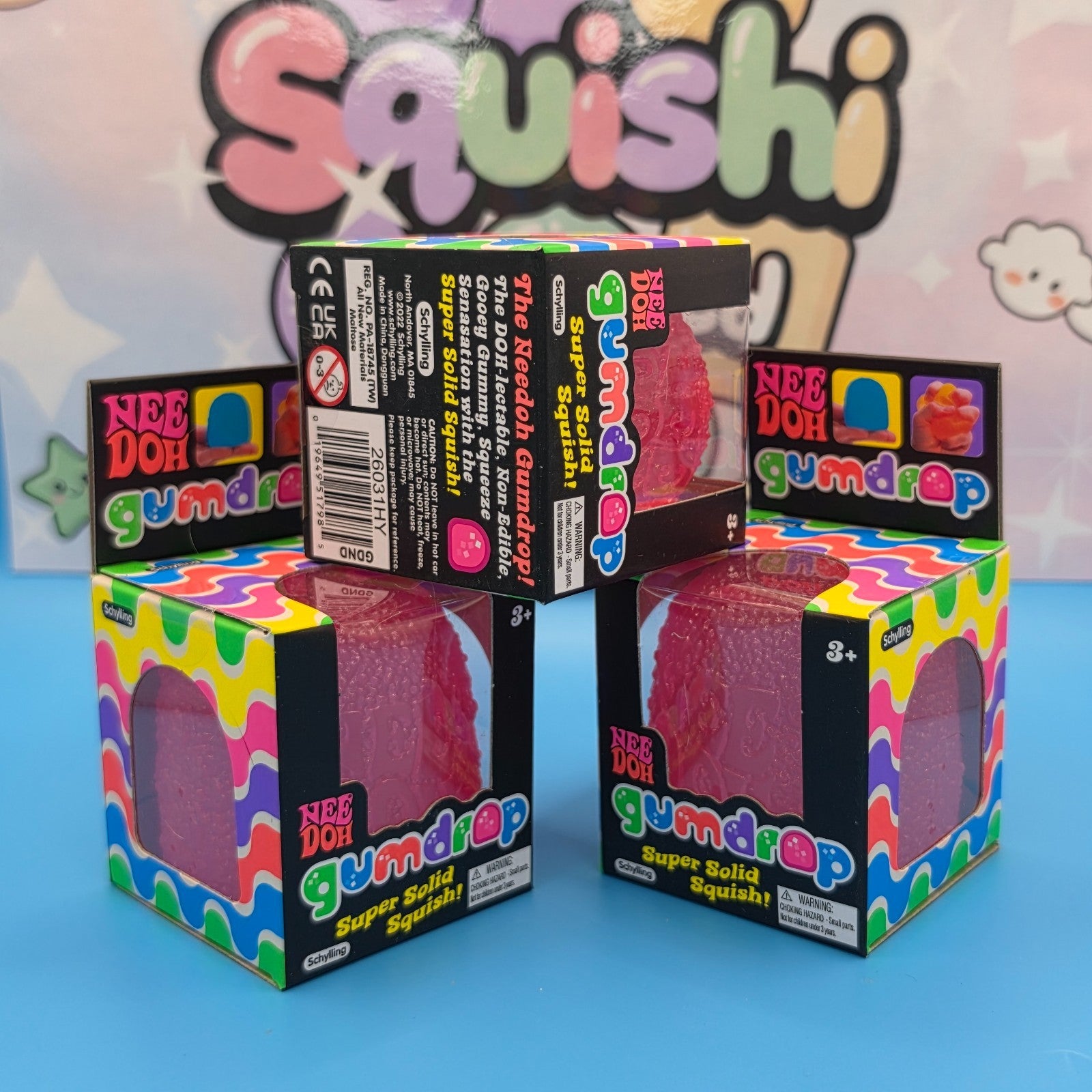 100% Authentic Schylling NeeDoh Gumdrop 2" Squishy Toy  1pc PINK2