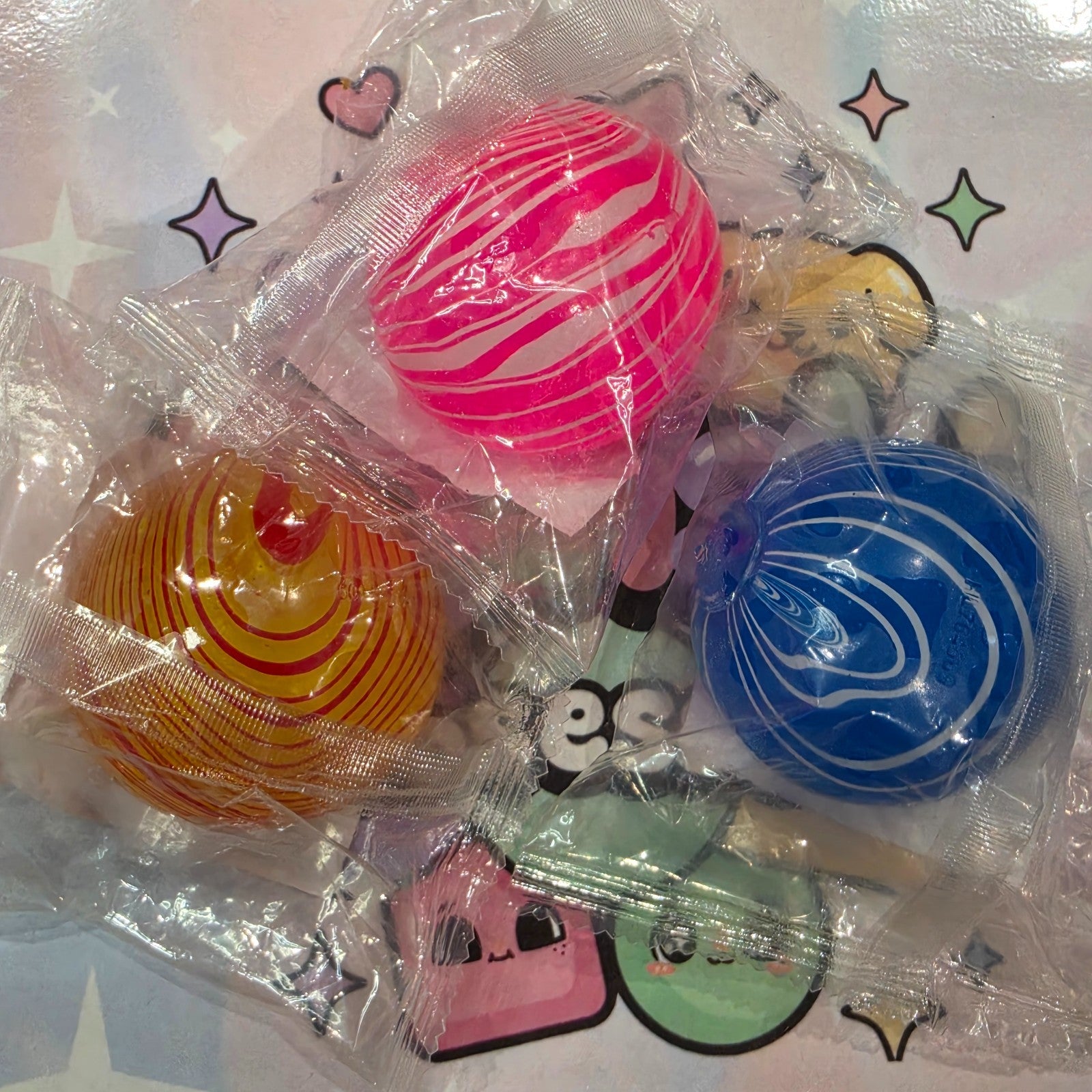 100% Authentic Playside Creations 3 Pack Marble Swirl Squishy Balls - Gel Filled4