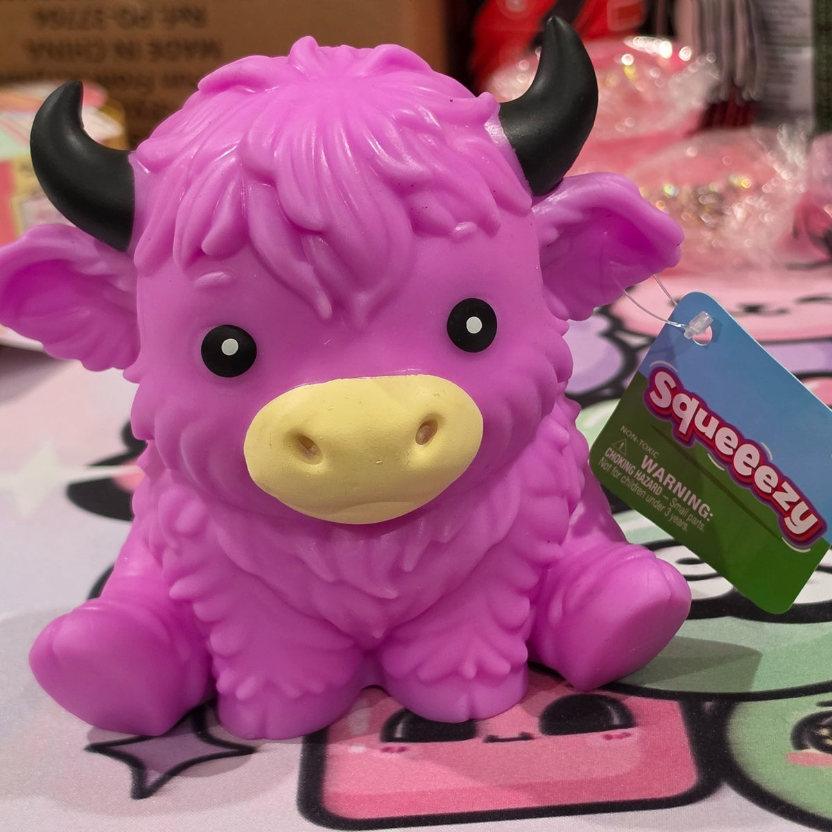 Toymendous Squeeezy Purple Highland Cow Soft Squeeze Fluffy Calf Squishy 1pc  4