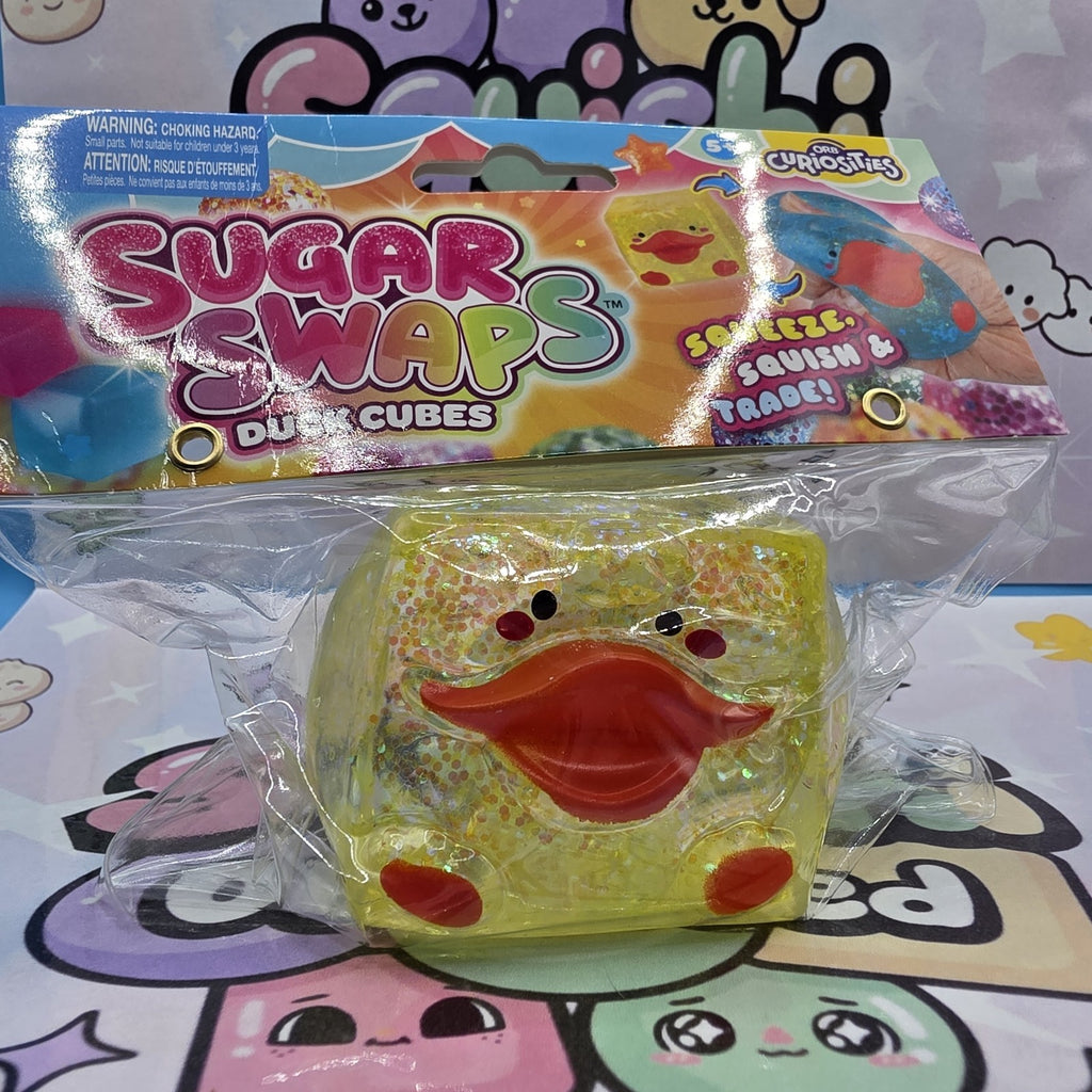 100% Authentic ORB Curiosities Sugar Swaps Duck Cube Glitter Squishy- 1pc Yellow3