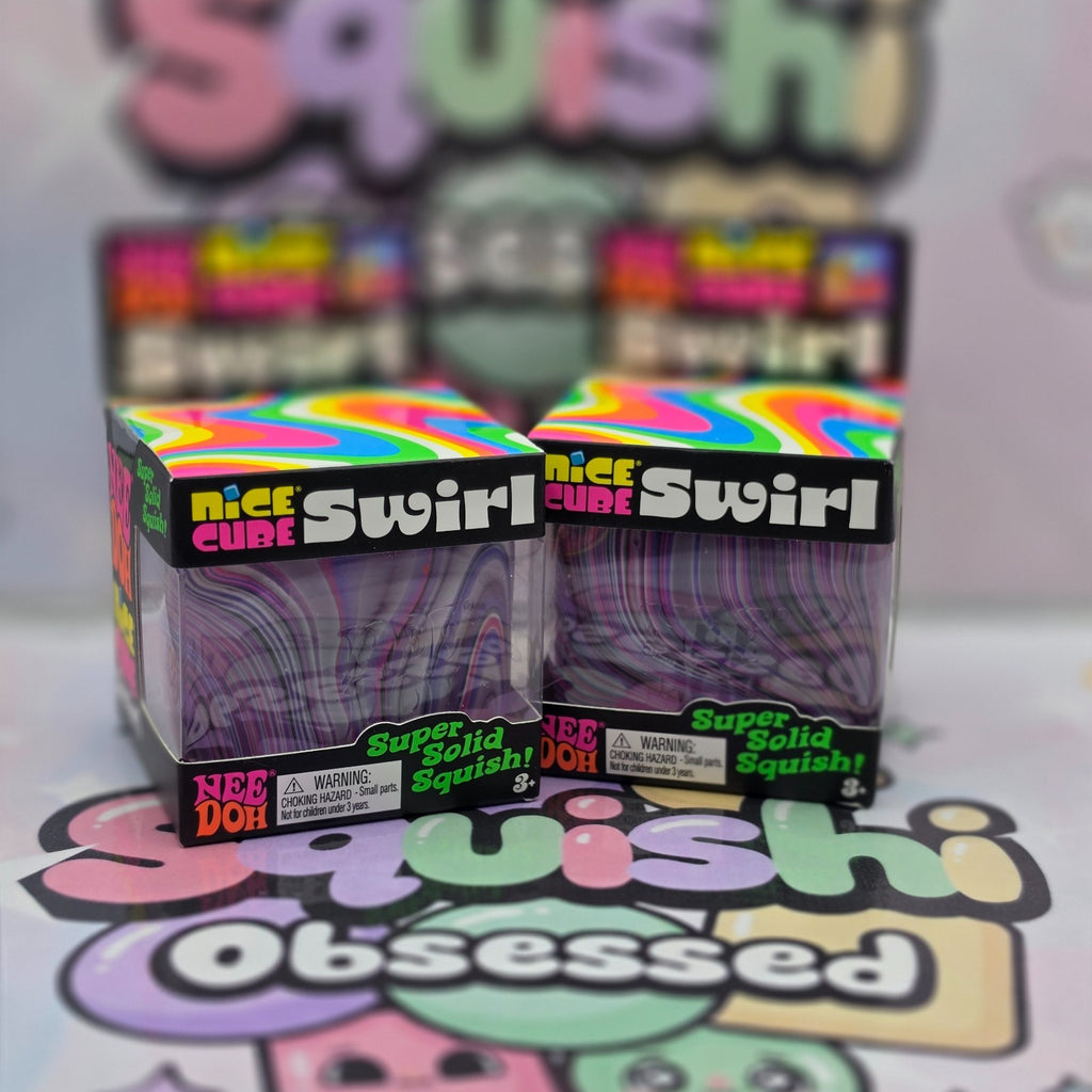 100% Authentic Schylling NeeDoh Nice Cube Swirl - Pink/Purple/White 1pc4