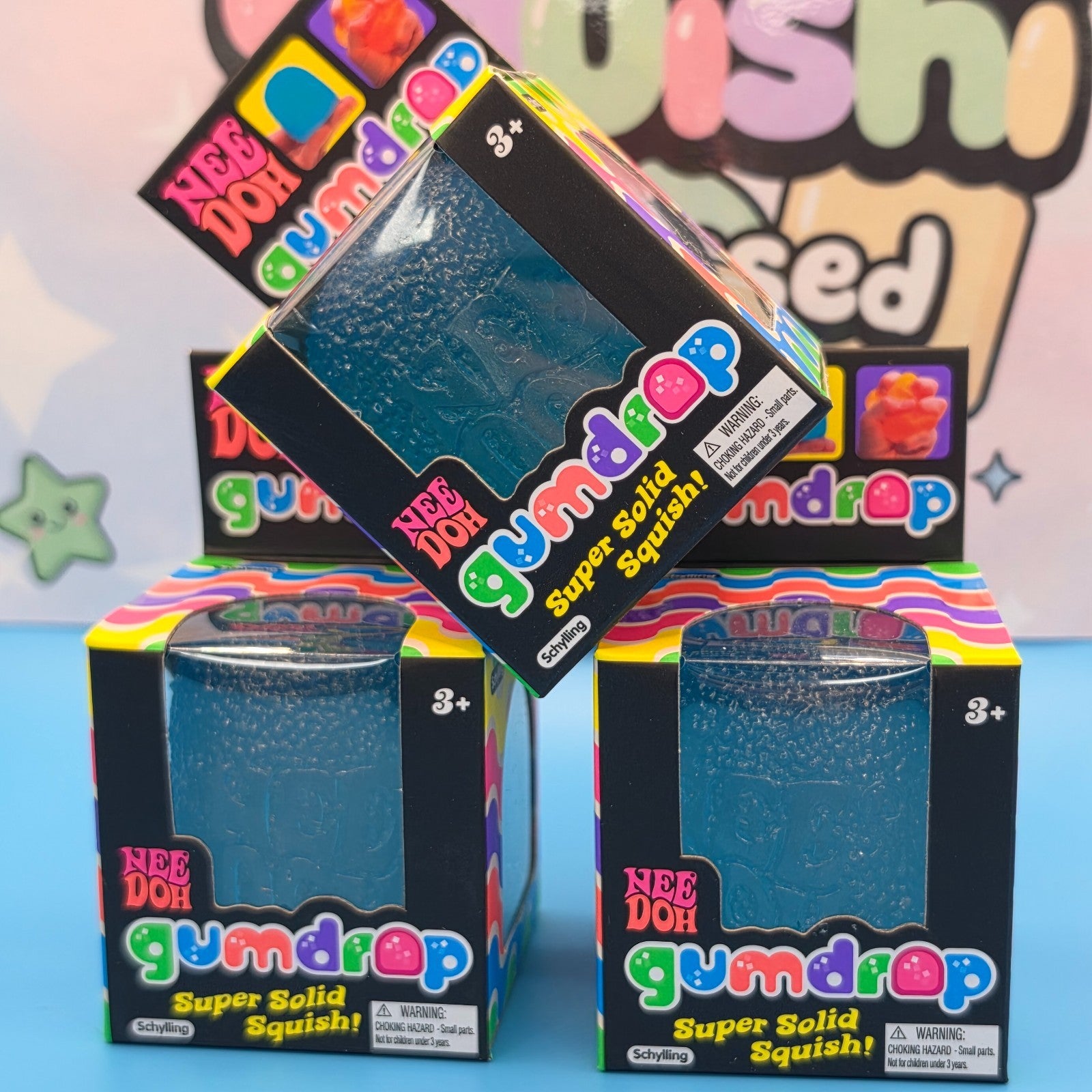 100% Authentic Schylling NeeDoh Gumdrop 2" Squishy Toy  1pc BLUE1