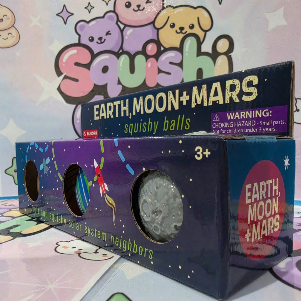 NEW SOLAR SYSTEM SQUISHY BALLS *Mars Earth Moon*3Pack ASMR Sensory Toy By AURORA5
