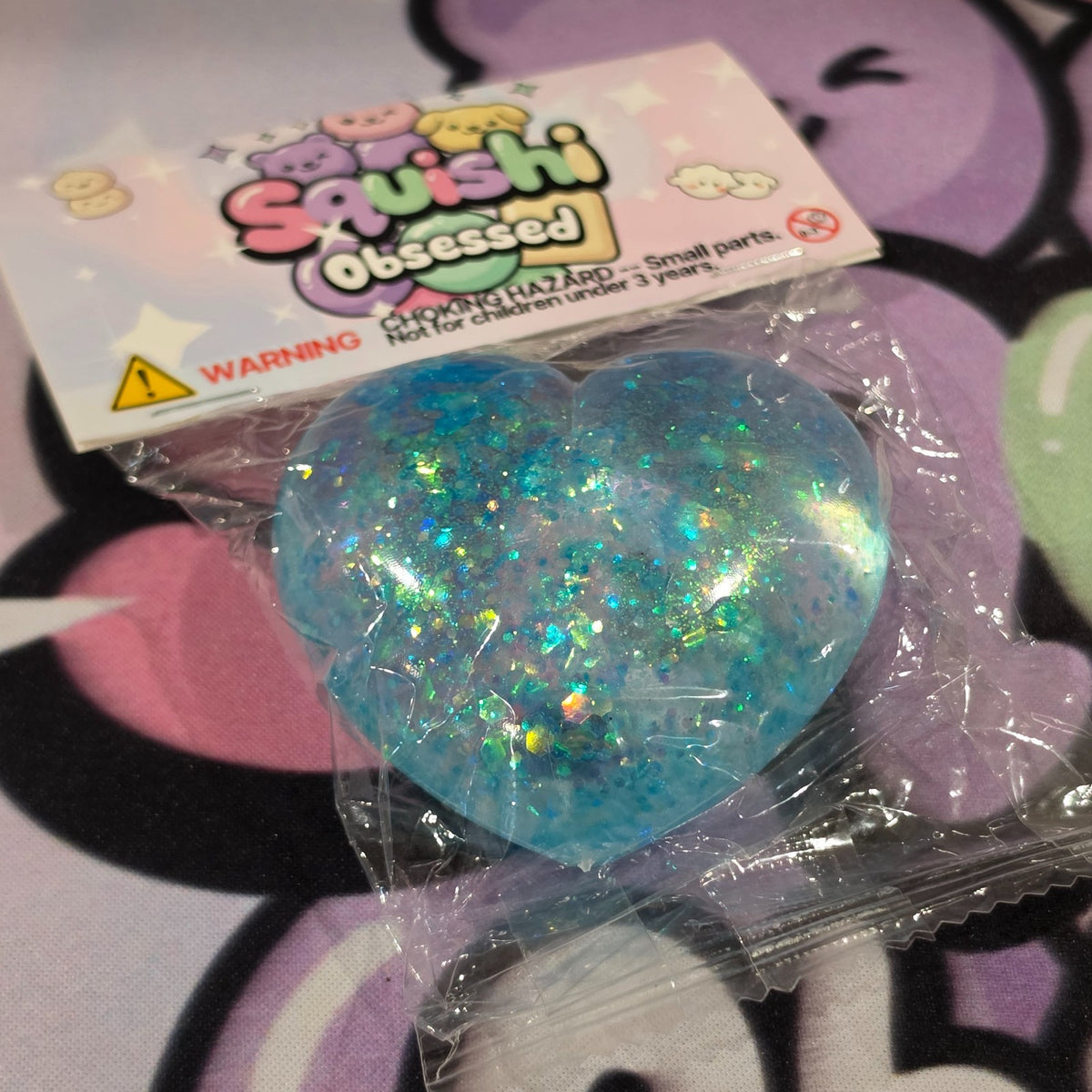 3pc Glitter Hearts Squishy BUNDLE Gel Glitter Filled3