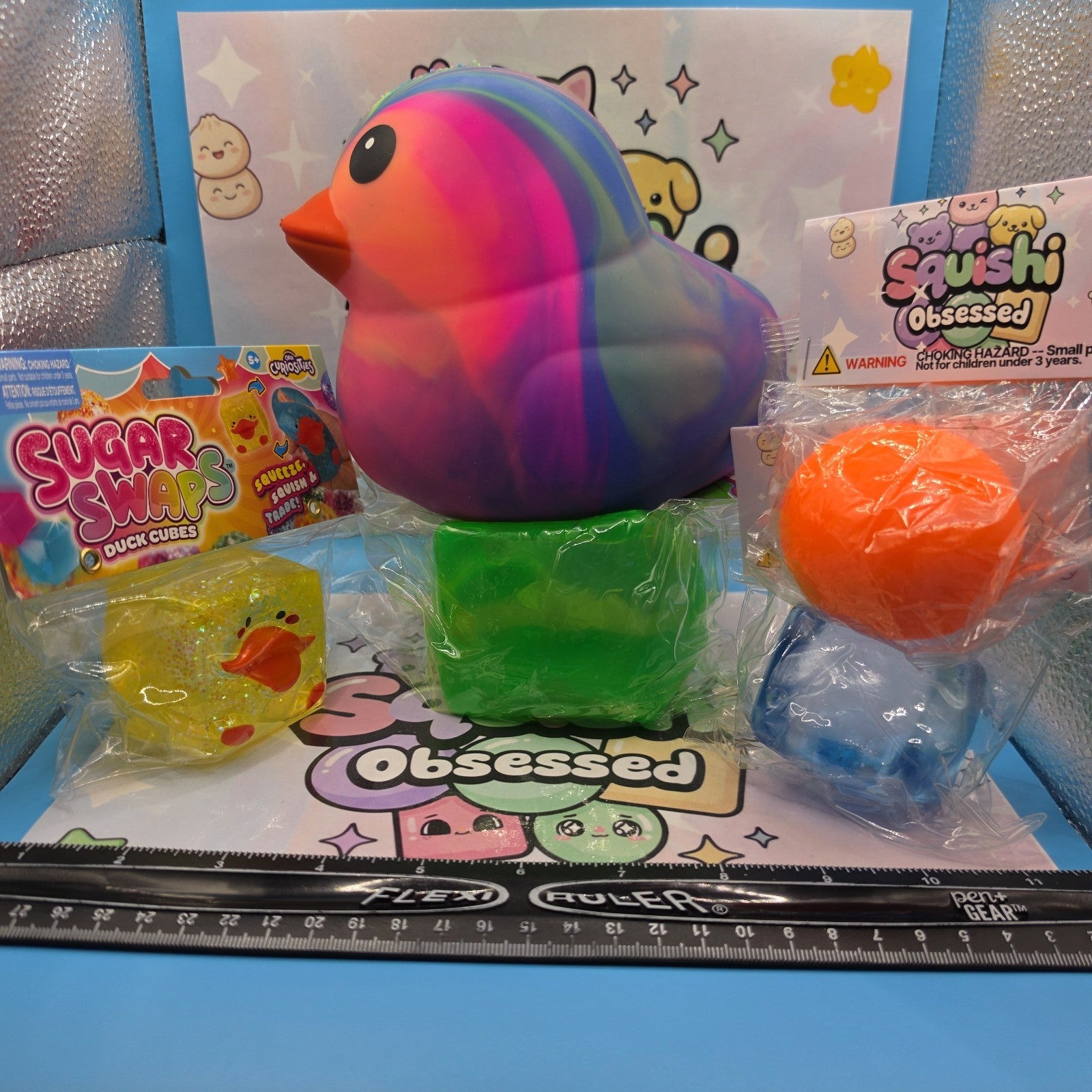 5 Pack Ultimate Sensory Squish Bundle -Sunny Days Duck,ORB Duck Cube & Squishies1