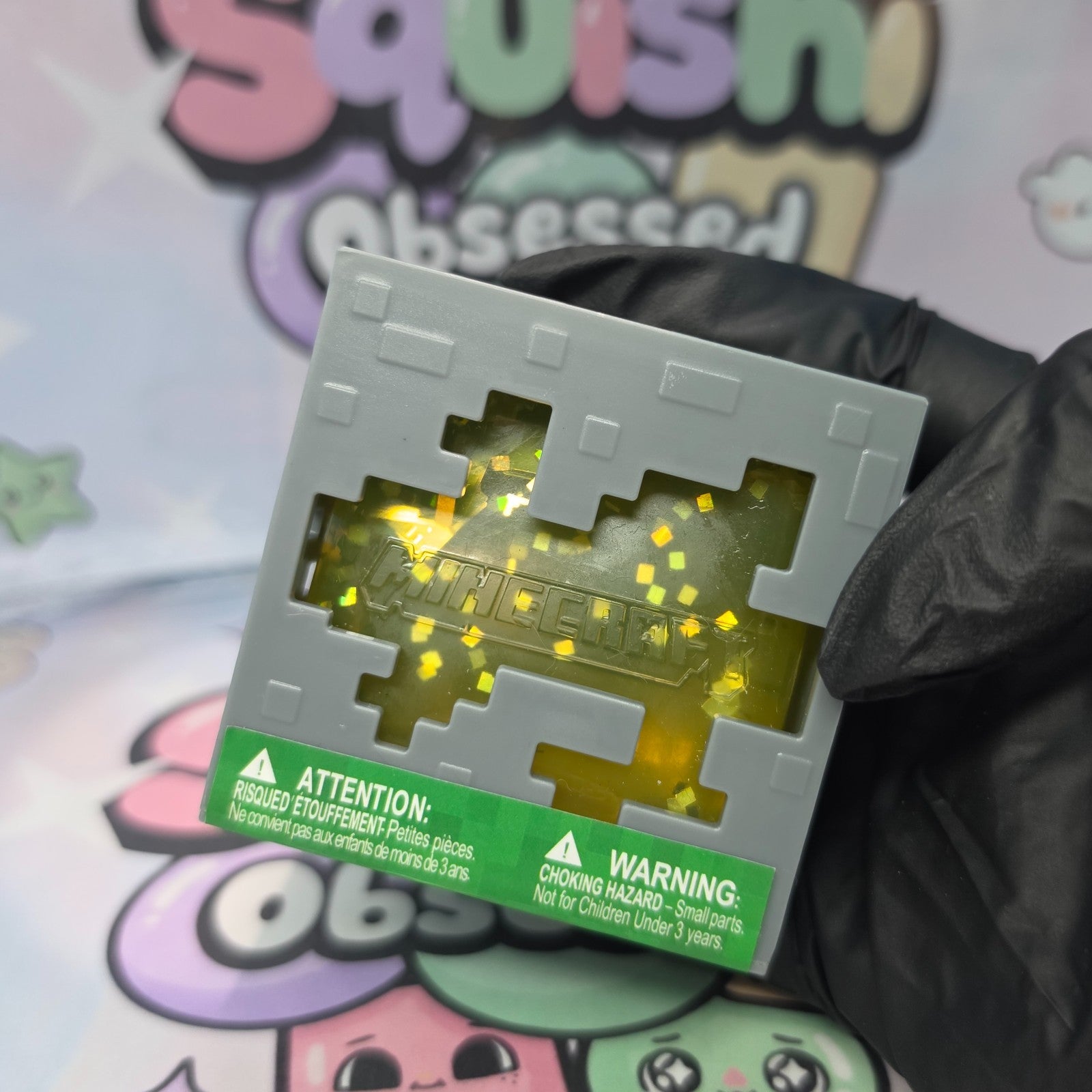 100% AUTHENTIC MINECRAFT Glowstone Jelly Cubes Squishy by Just Toys *YELLOW* 1pc0