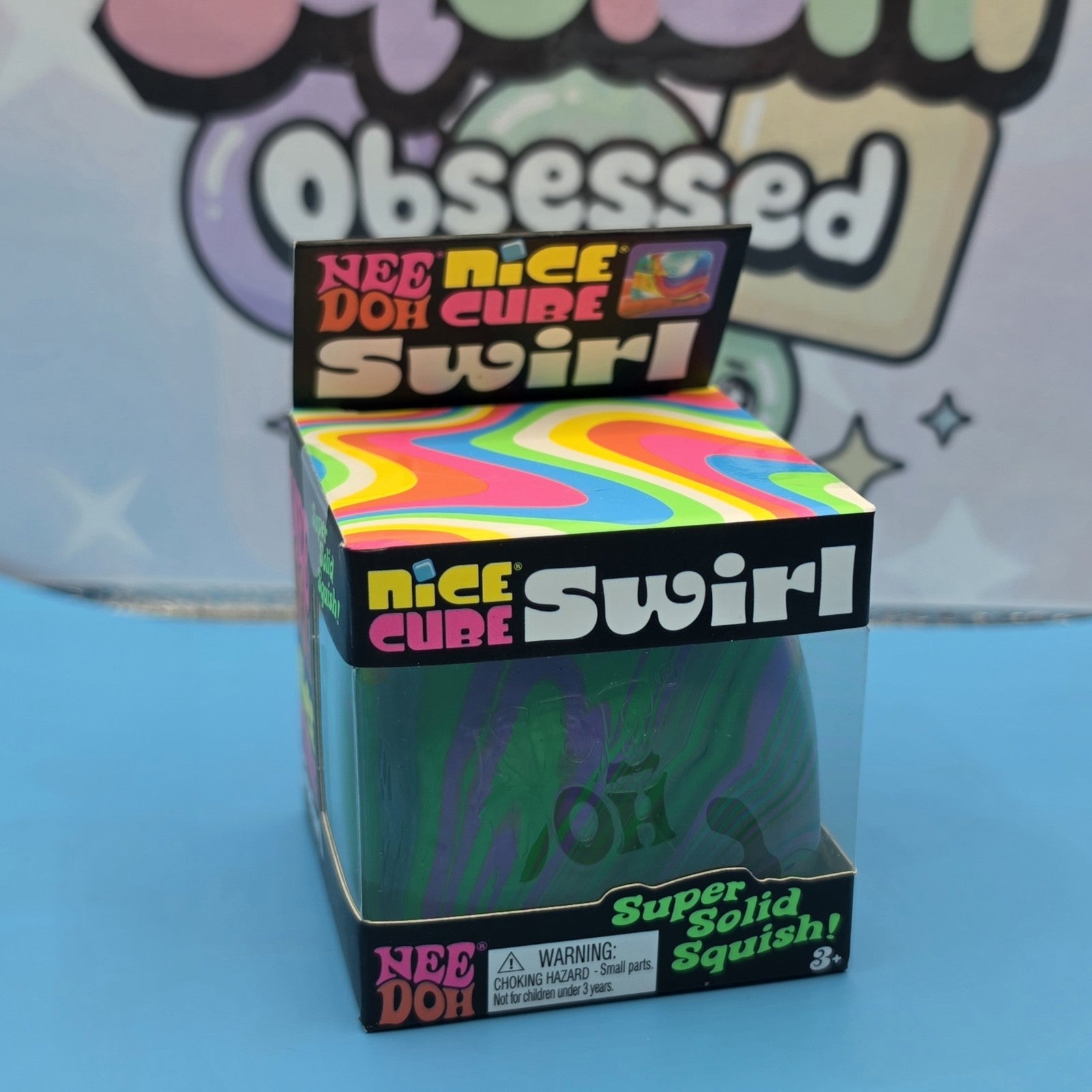 100% Authentic NeeDoh by Schylling Nice Cube Swirl - Blue/Purple/Green Mix 1pc4