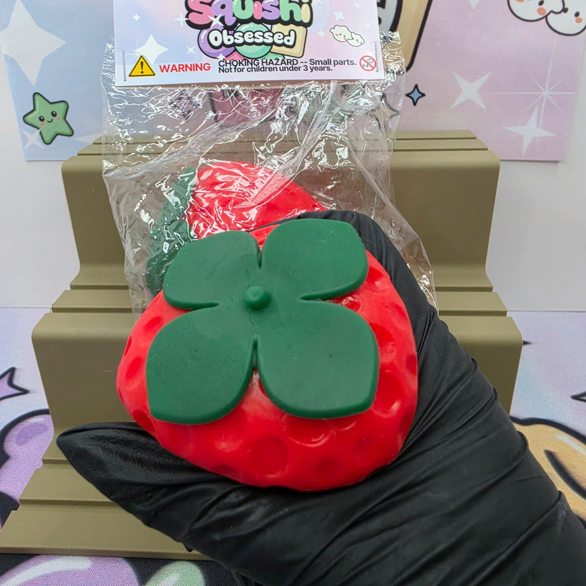   Strawberry Squishy *Cloud Dough Filled* 3 inches - fits in palm perfectly!6