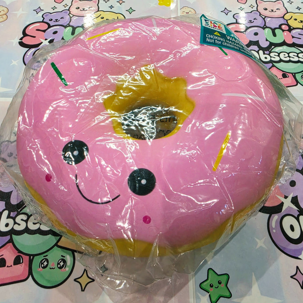 Jumbo XL DONUT Foam Squishy 9" Giant Food ASMR Sensory Toy  Light Pink Icing3