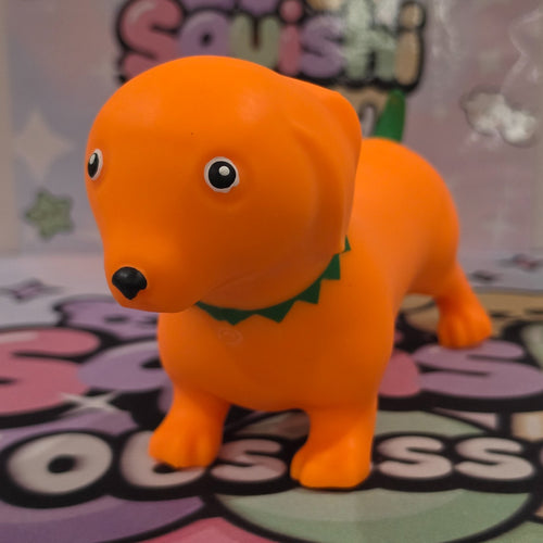 100% Authentic Halloween Toymendous Pumpkin Weenie Dog Squishy Cotton Fill - 1pc0