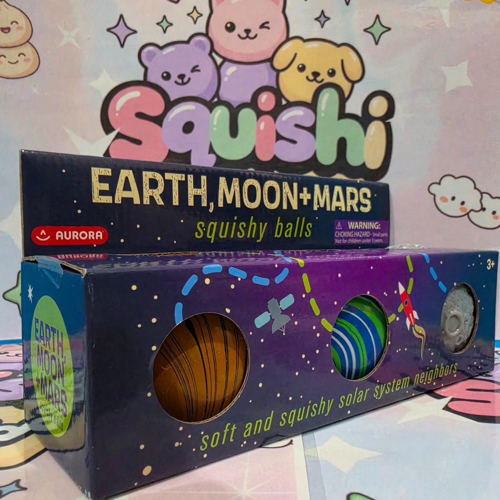 NEW SOLAR SYSTEM SQUISHY BALLS *Mars Earth Moon*3Pack ASMR Sensory Toy By AURORA4