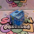 Ice Cube Squishy 2" With Squeezable Snowflakes * ASMR * Clear Blue Gel Filled0
