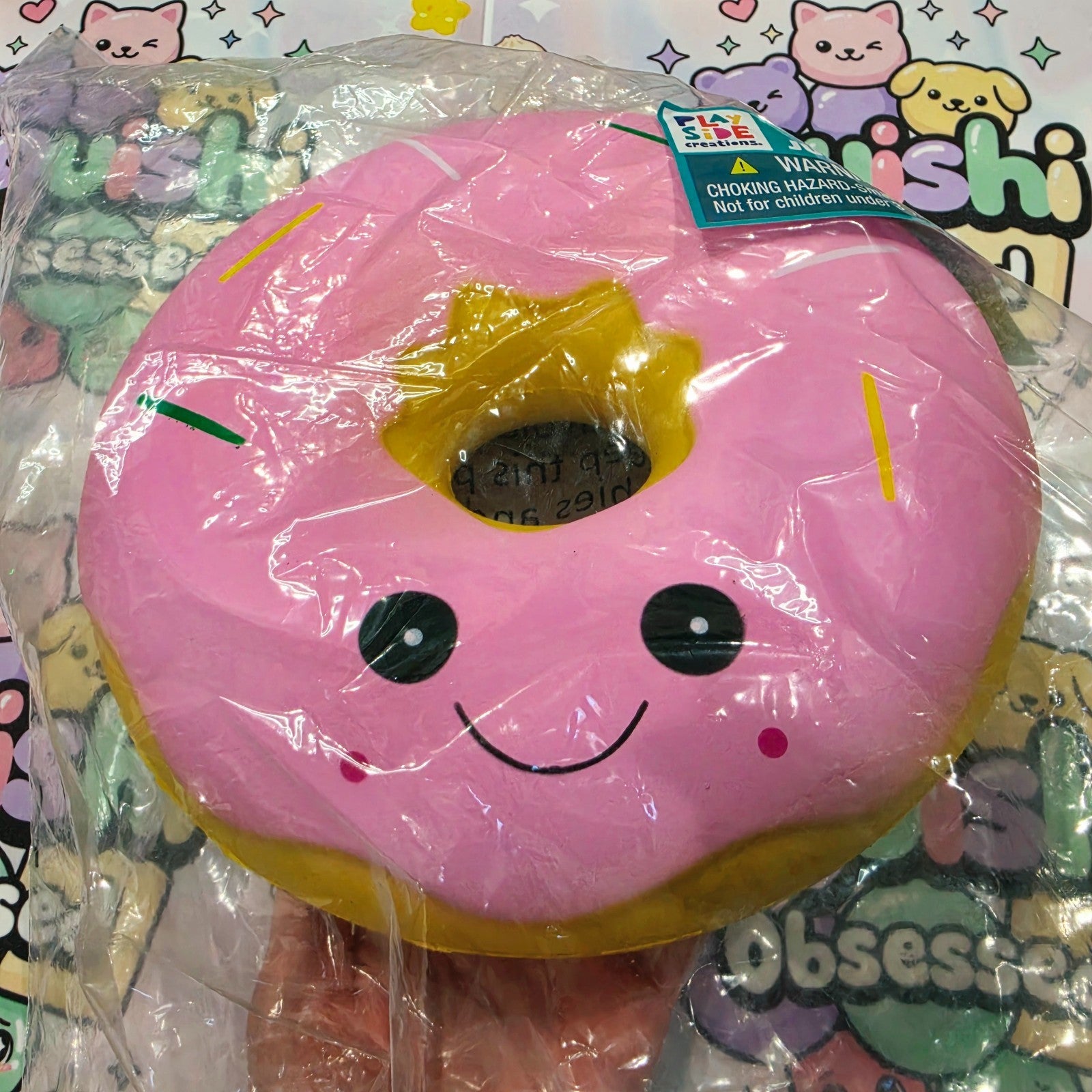 Jumbo XL DONUT Foam Squishy 9" Giant Food ASMR Sensory Toy  Light Pink Icing8