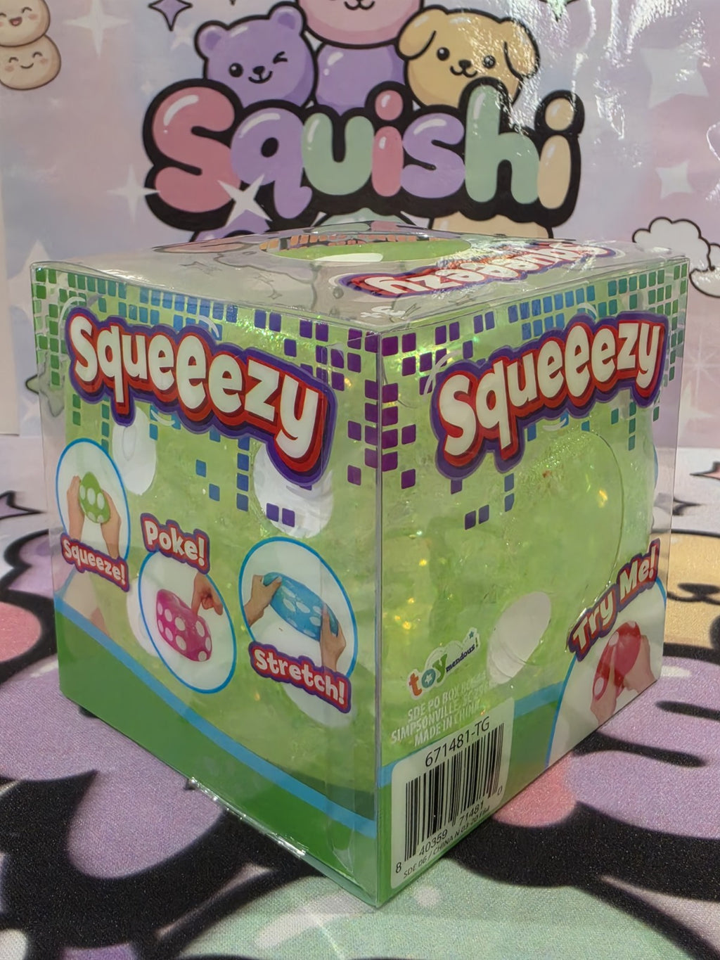 RARE Green 100% Authentic Sunny Days Squeeezy Glitter Dice Squishy Cube  4