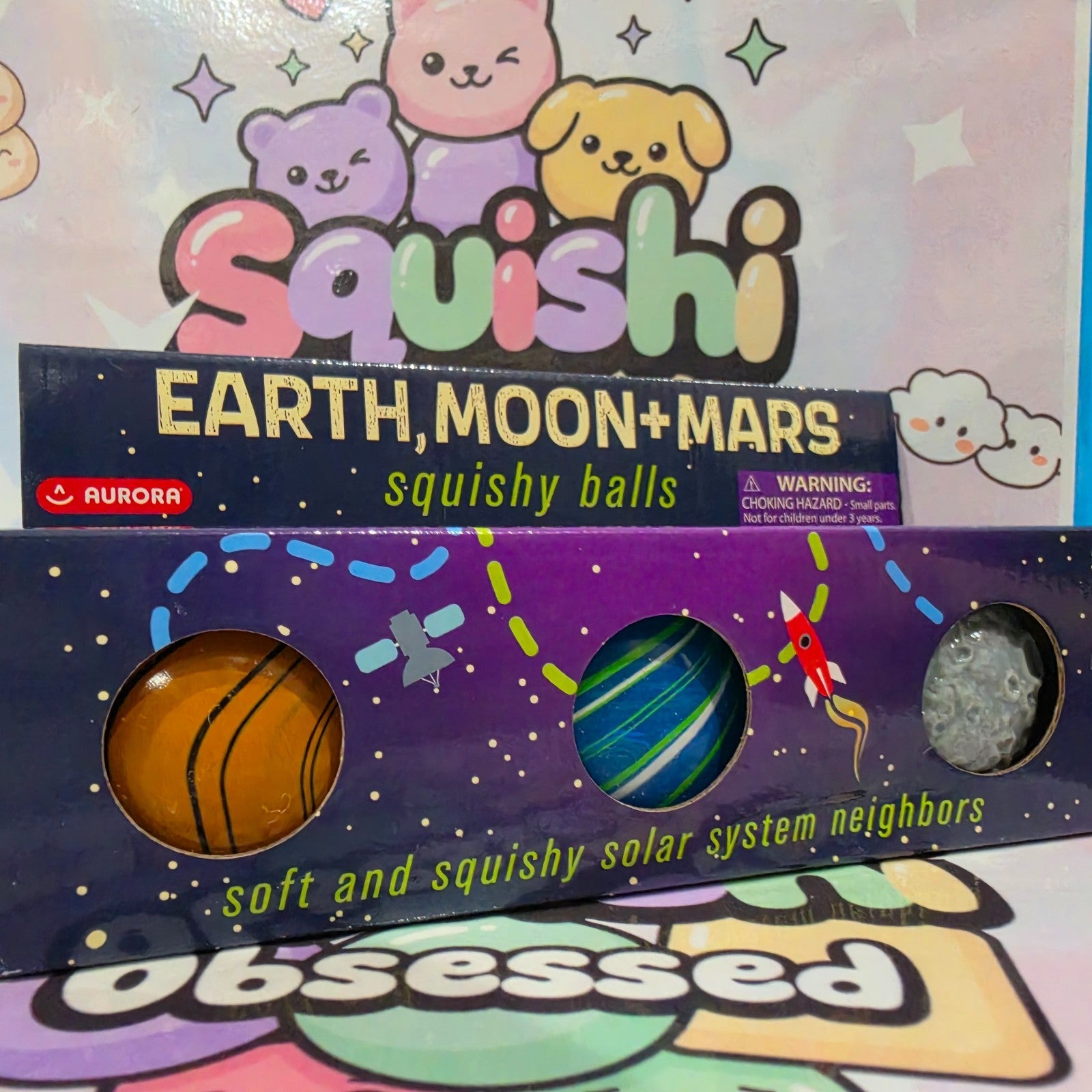 NEW SOLAR SYSTEM SQUISHY BALLS *Mars Earth Moon*3Pack ASMR Sensory Toy By AURORA2
