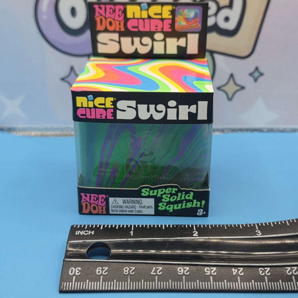 100% Authentic NeeDoh by Schylling Nice Cube Swirl - Blue/Purple/Green Mix 1pc0