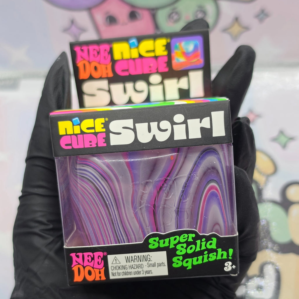 100% Authentic Schylling NeeDoh Nice Cube Swirl - Pink/Purple/White 1pc0