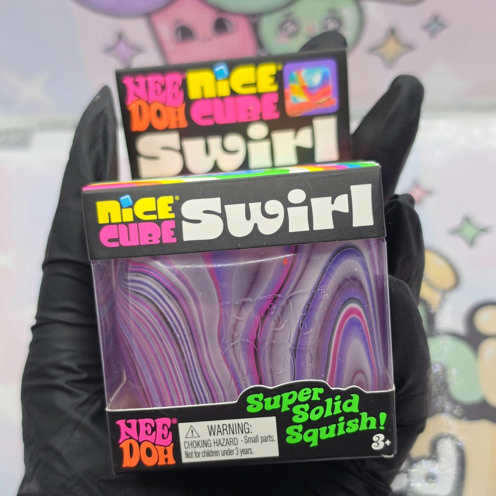 100% Authentic Schylling NeeDoh Nice Cube Swirl - Pink/Purple/White 1pc0