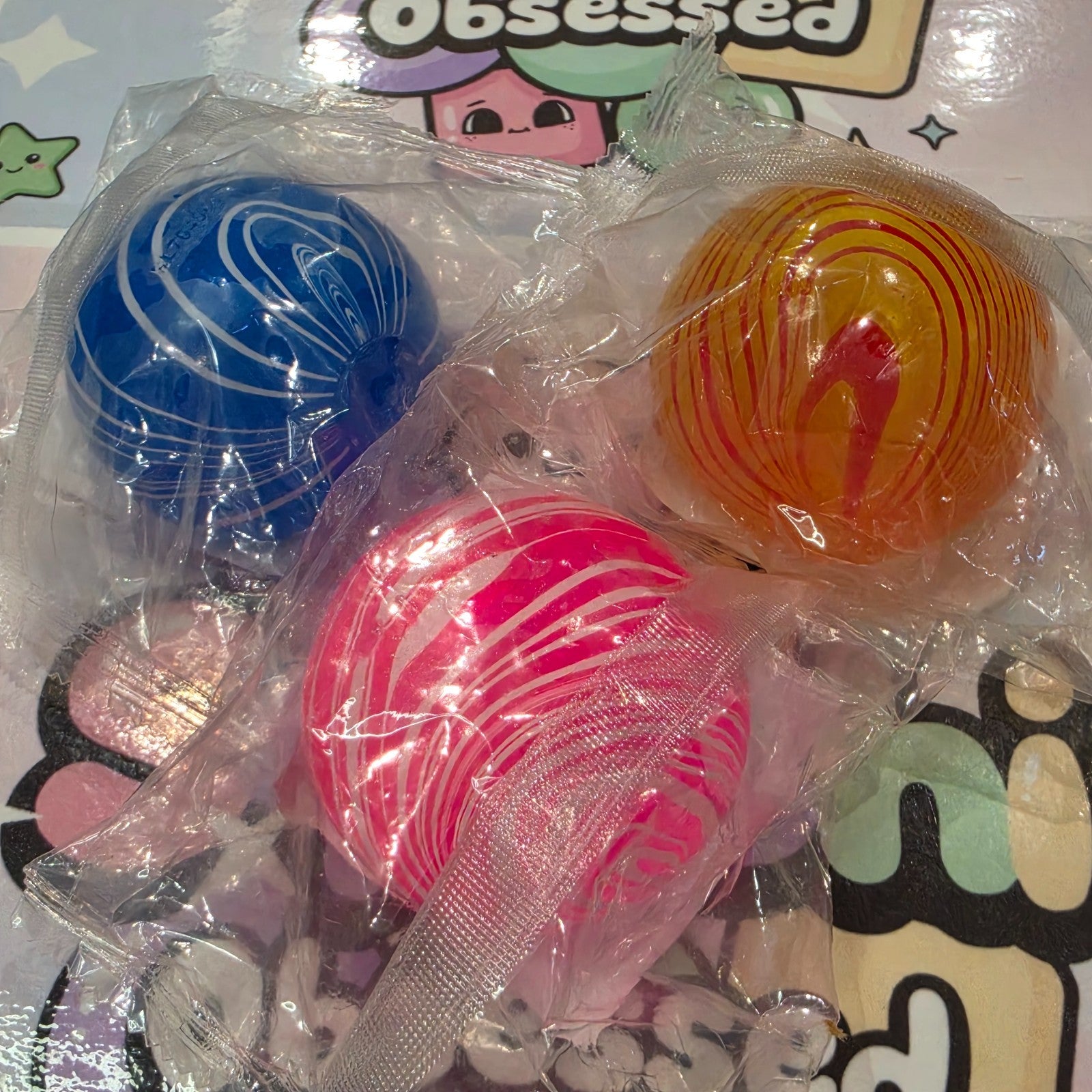 100% Authentic Playside Creations 3 Pack Marble Swirl Squishy Balls - Gel Filled3