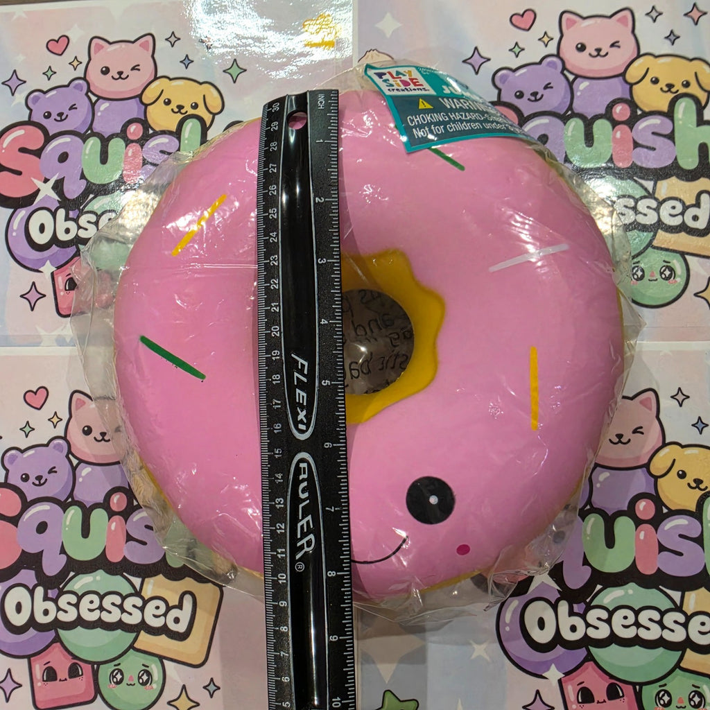 Jumbo XL DONUT Foam Squishy 9" Giant Food ASMR Sensory Toy  Light Pink Icing6