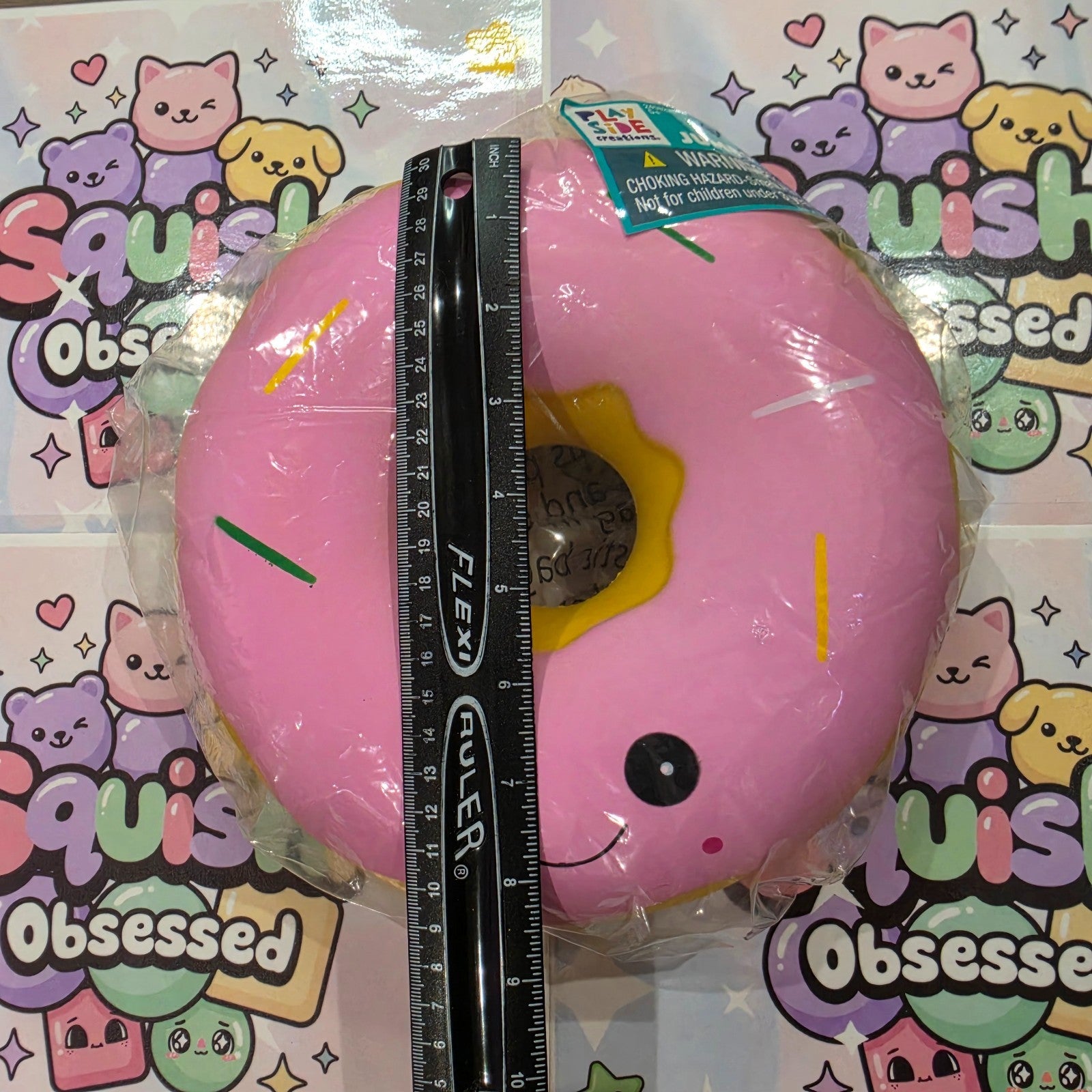 Jumbo XL DONUT Foam Squishy 9" Giant Food ASMR Sensory Toy  Light Pink Icing6