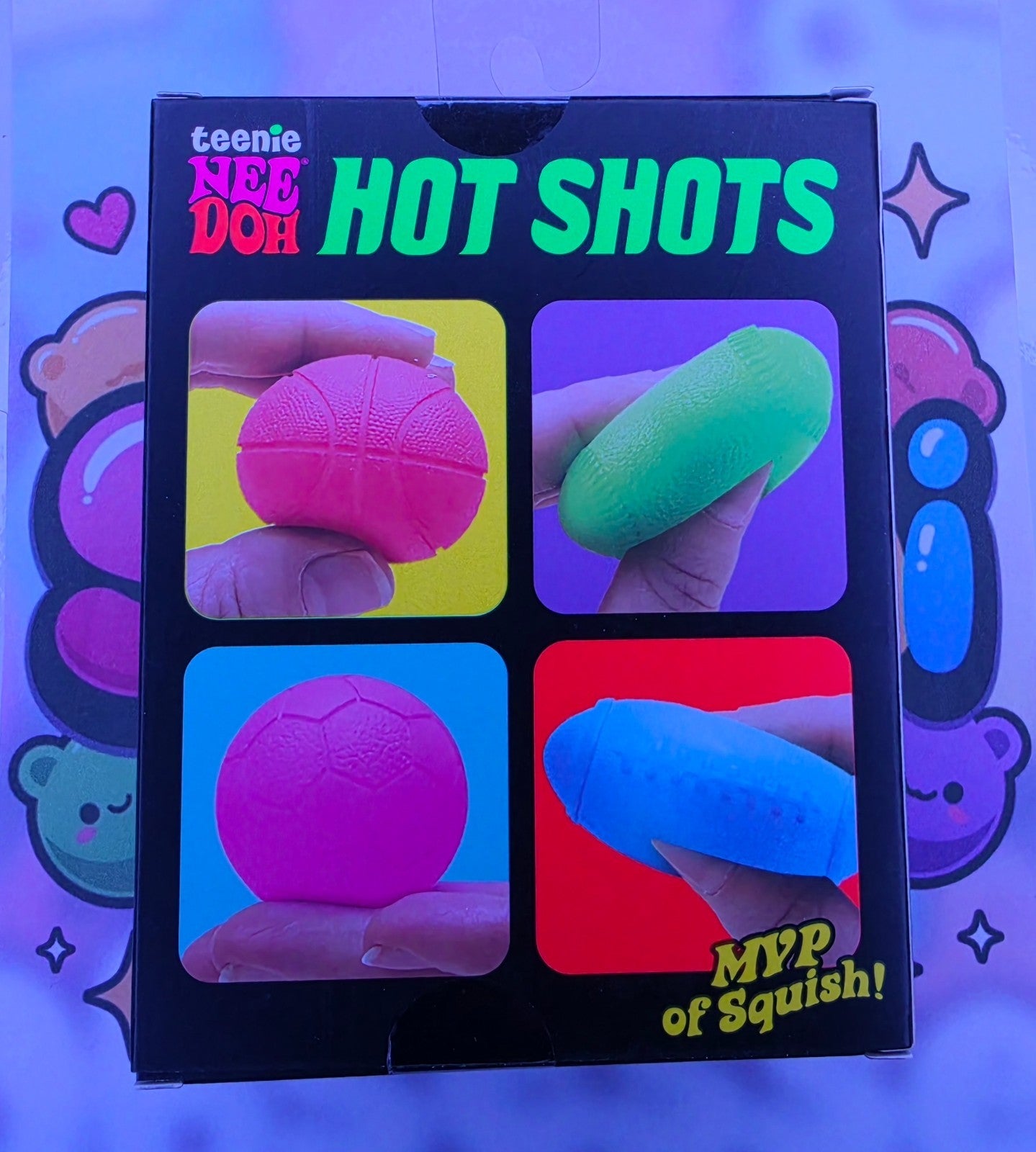 100% Authentic Schylling Teenie NeeDoh Hot Shots Squishy Toy Multicolor 4pc/pack2