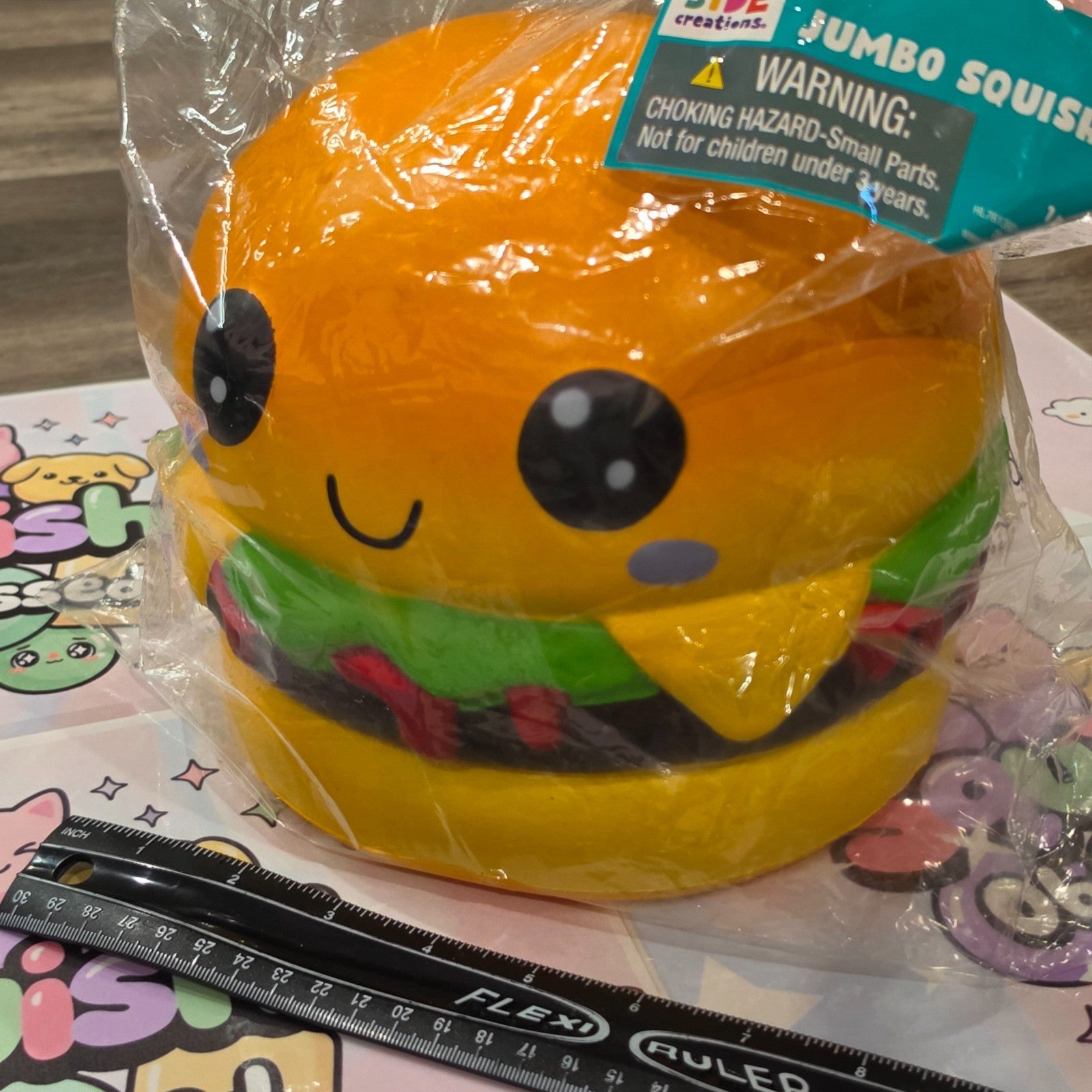 Jumbo XL Cheeseburger Foam Squishy  7" Giant Food ASMR Sensory Toy 0
