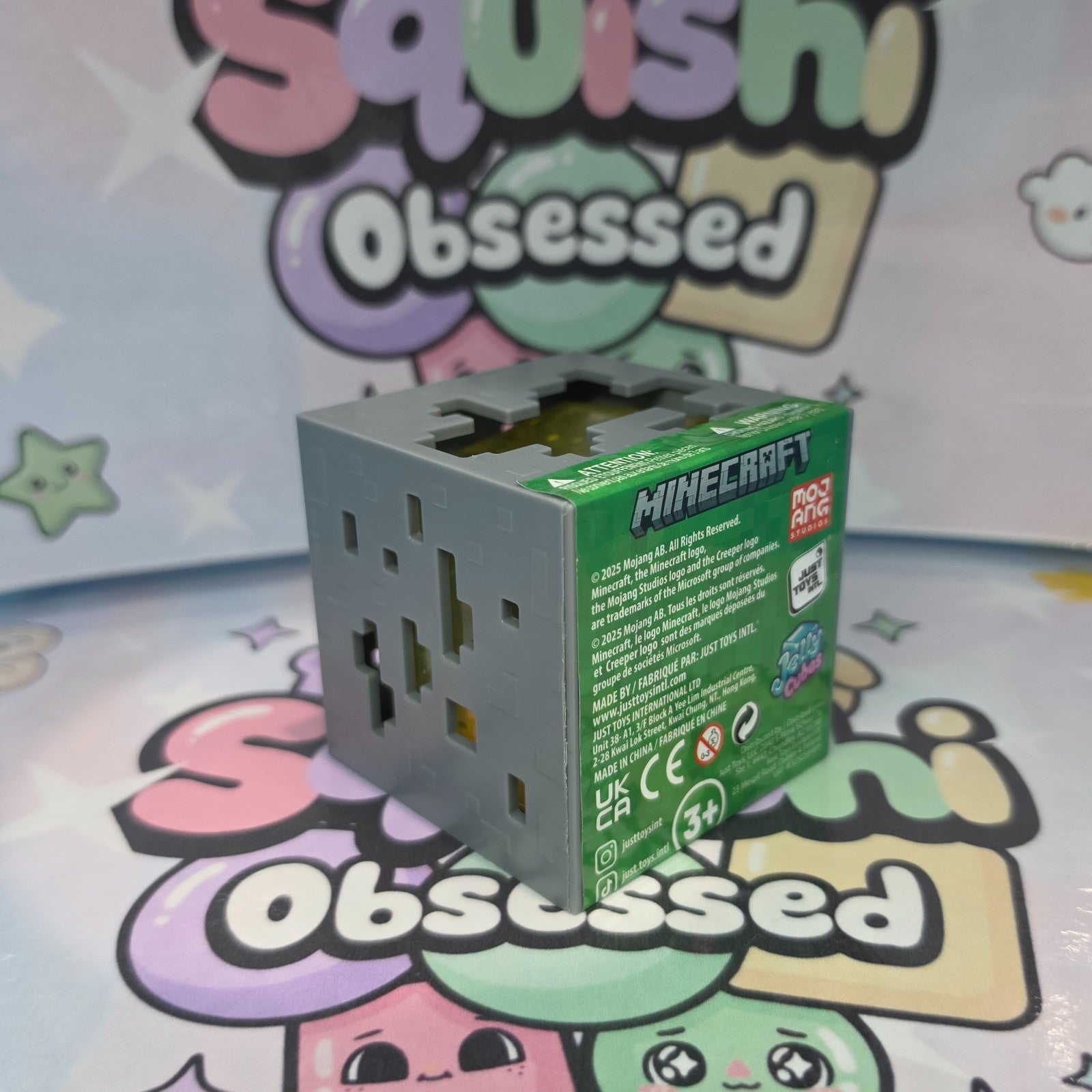 100% AUTHENTIC MINECRAFT Glowstone Jelly Cubes Squishy by Just Toys *YELLOW* 1pc3