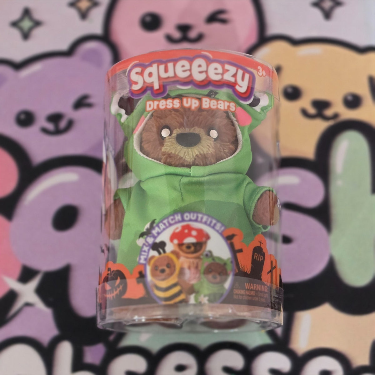 100% Authentic Squeeezy Dress Up Bears Green Frog Costume Squishy - 1 pc0