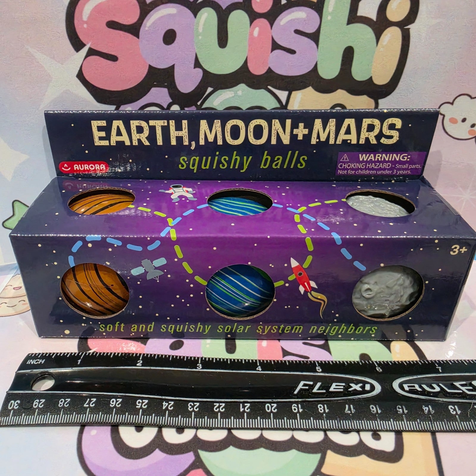 NEW SOLAR SYSTEM SQUISHY BALLS *Mars Earth Moon*3Pack ASMR Sensory Toy By AURORA7