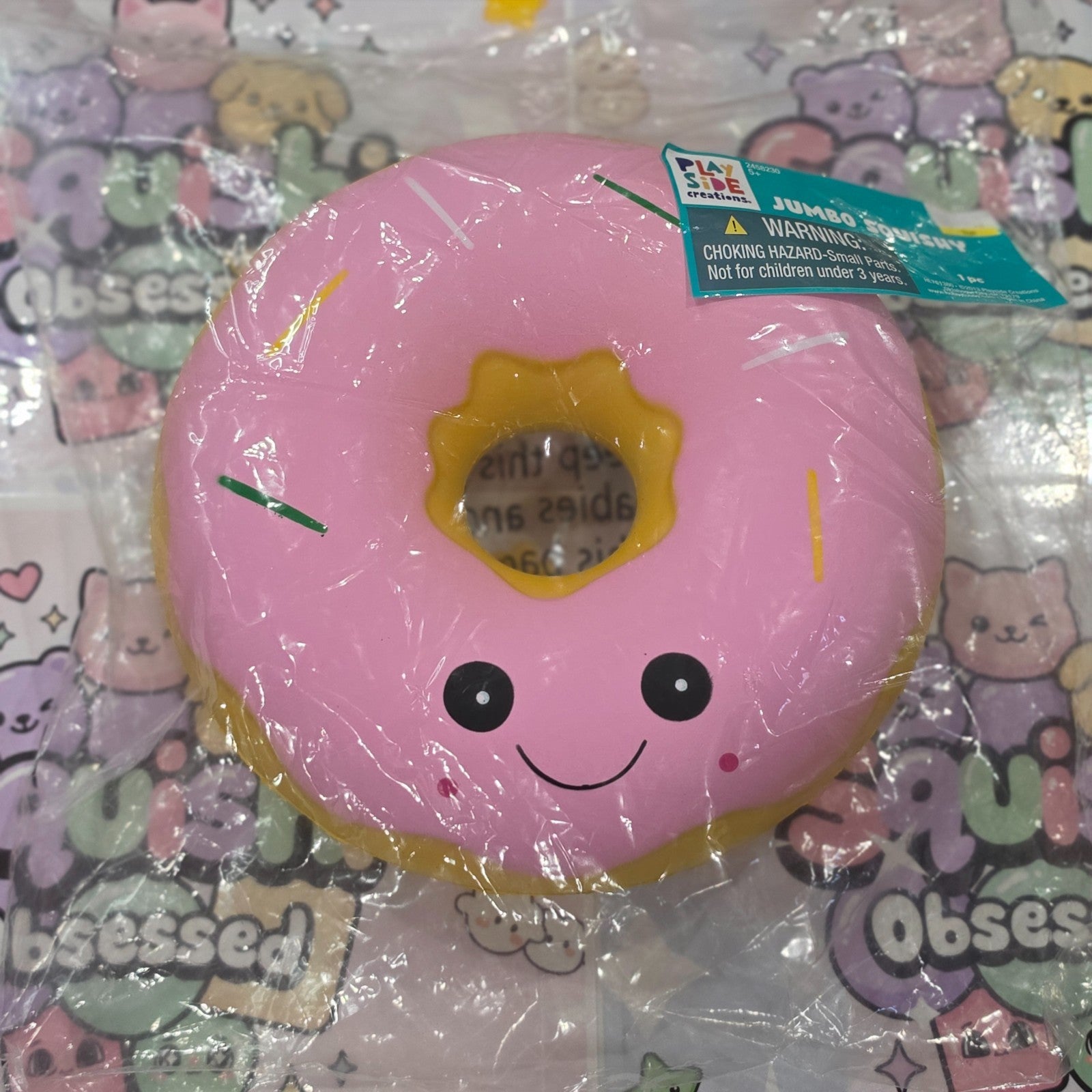 Jumbo XL DONUT Foam Squishy 9" Giant Food ASMR Sensory Toy  Light Pink Icing1