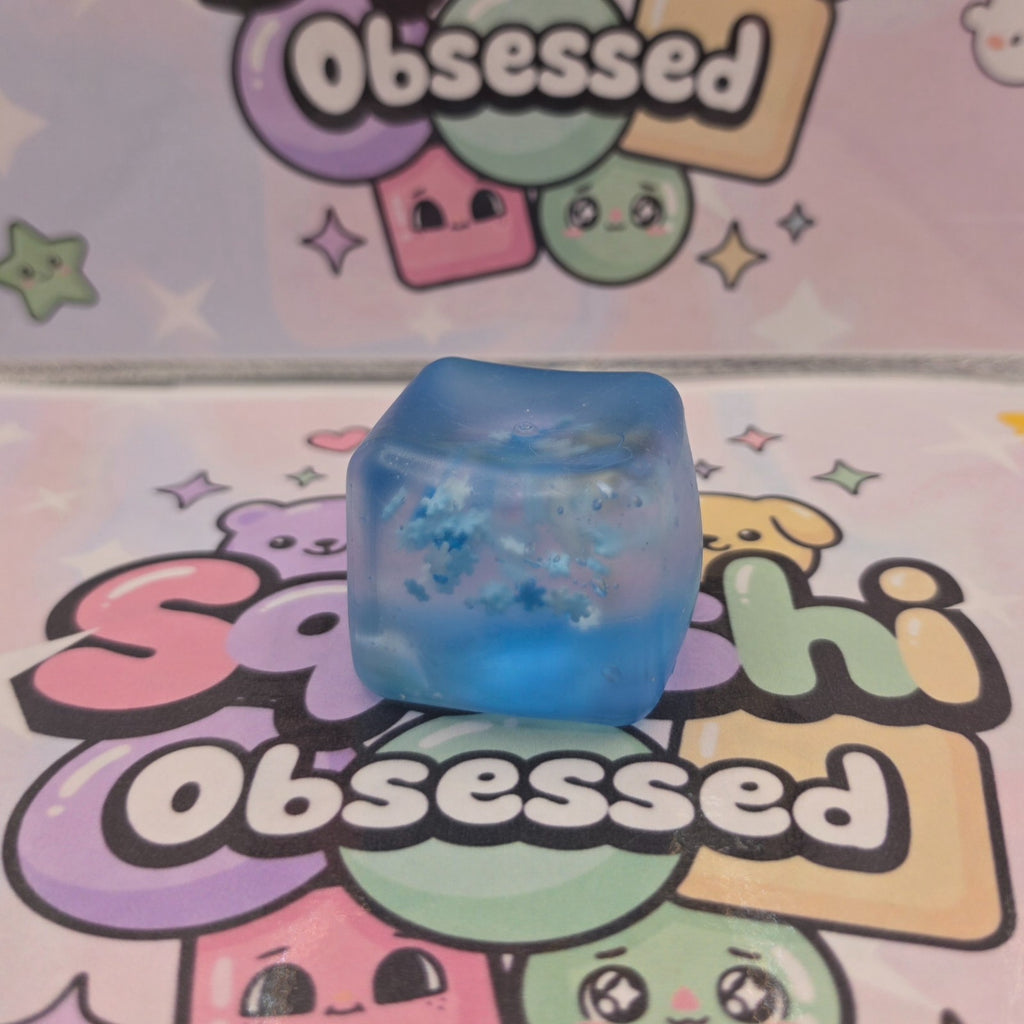 Ice Cube Squishy 2" With Squeezable Snowflakes * ASMR * Clear Blue Gel Filled5