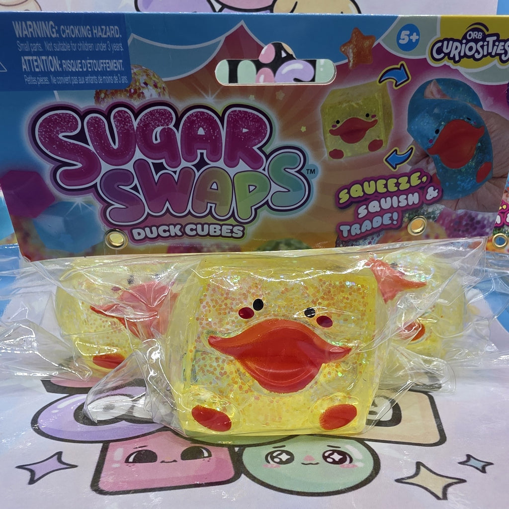 100% Authentic ORB Curiosities Sugar Swaps Duck Cube Glitter Squishy- 1pc Yellow2