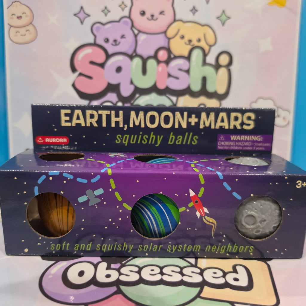 NEW SOLAR SYSTEM SQUISHY BALLS *Mars Earth Moon*3Pack ASMR Sensory Toy By AURORA8