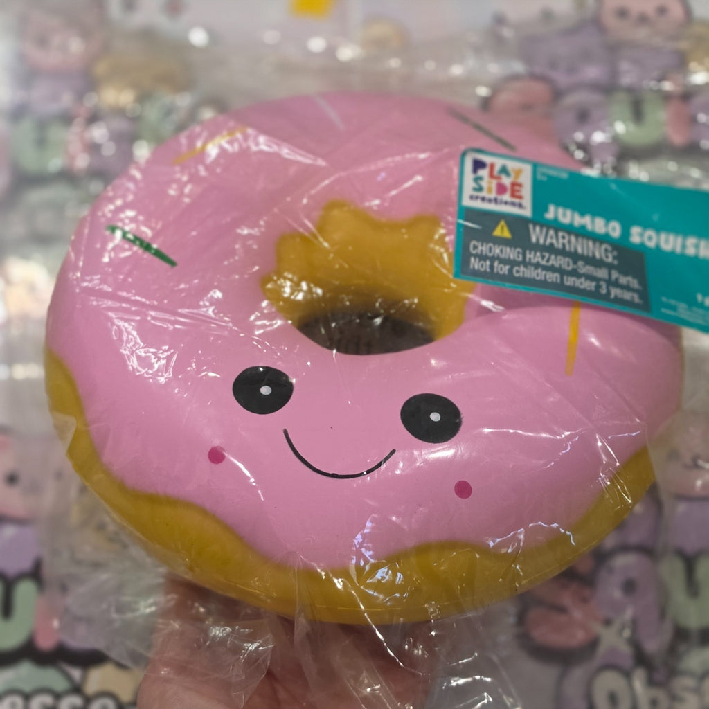 Jumbo XL DONUT Foam Squishy 9" Giant Food ASMR Sensory Toy  Light Pink Icing2