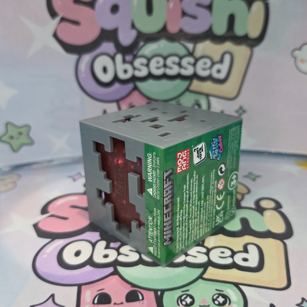 100% AUTHENTIC MINECRAFT Redstone Ore Jelly Cubes Squishy by Just Toys *RED* 1pc2