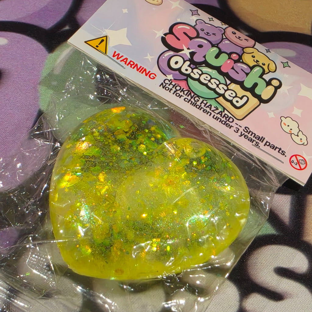 3pc Glitter Hearts Squishy BUNDLE Gel Glitter Filled2