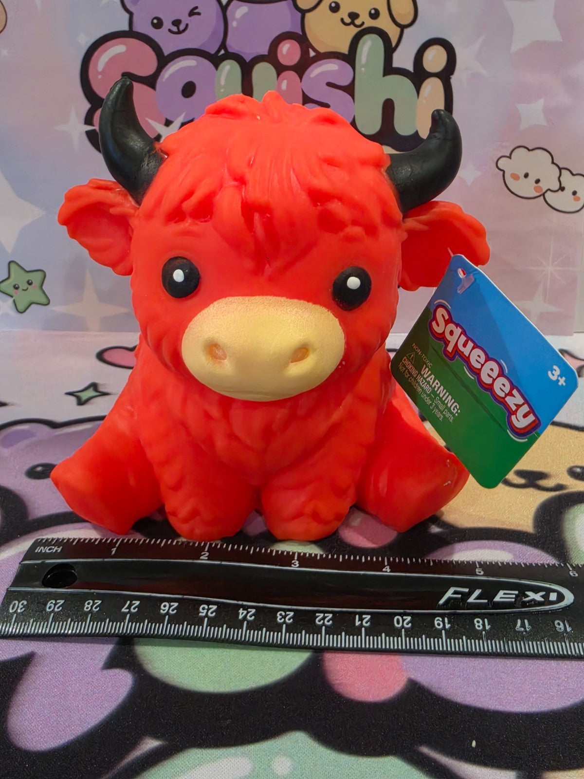 100% Authentic Sunny Days Squeeezy Highland Cow Cloud Dough Squishy Toy*RED*1pc0
