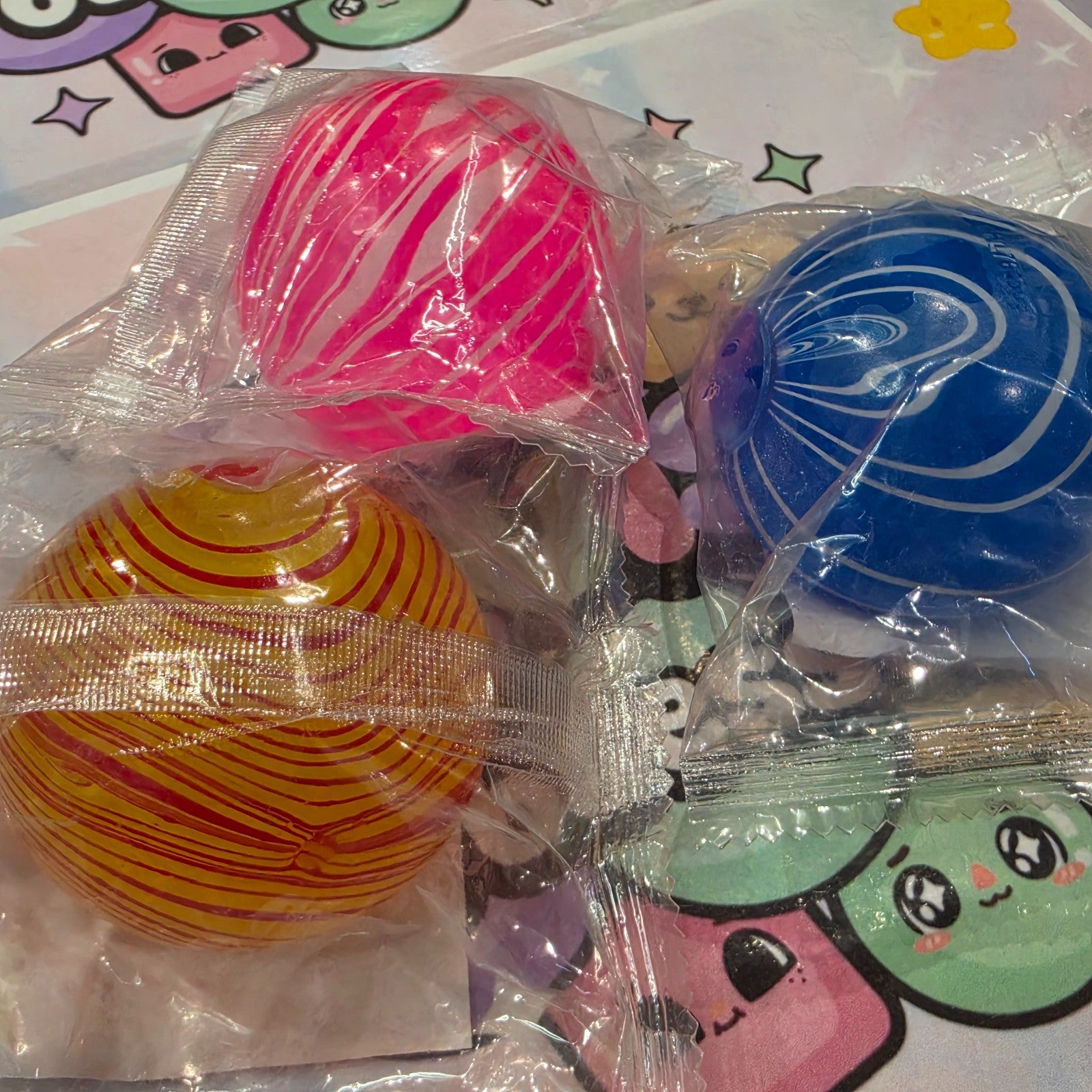100% Authentic Playside Creations 3 Pack Marble Swirl Squishy Balls - Gel Filled5