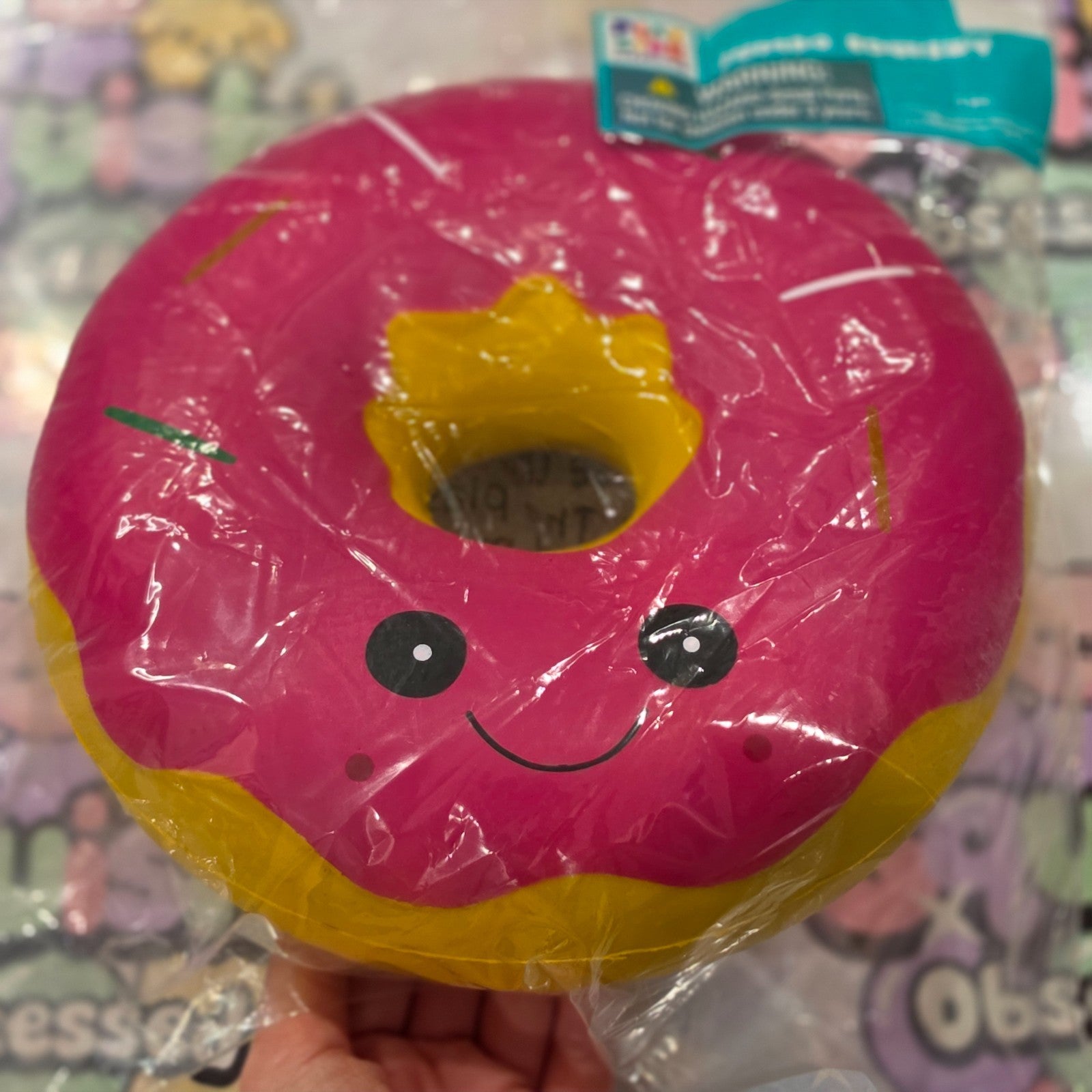 Jumbo XL DONUT Foam Squishy  9" Giant Food ASMR Sensory Toy  Dark Pink Icing7