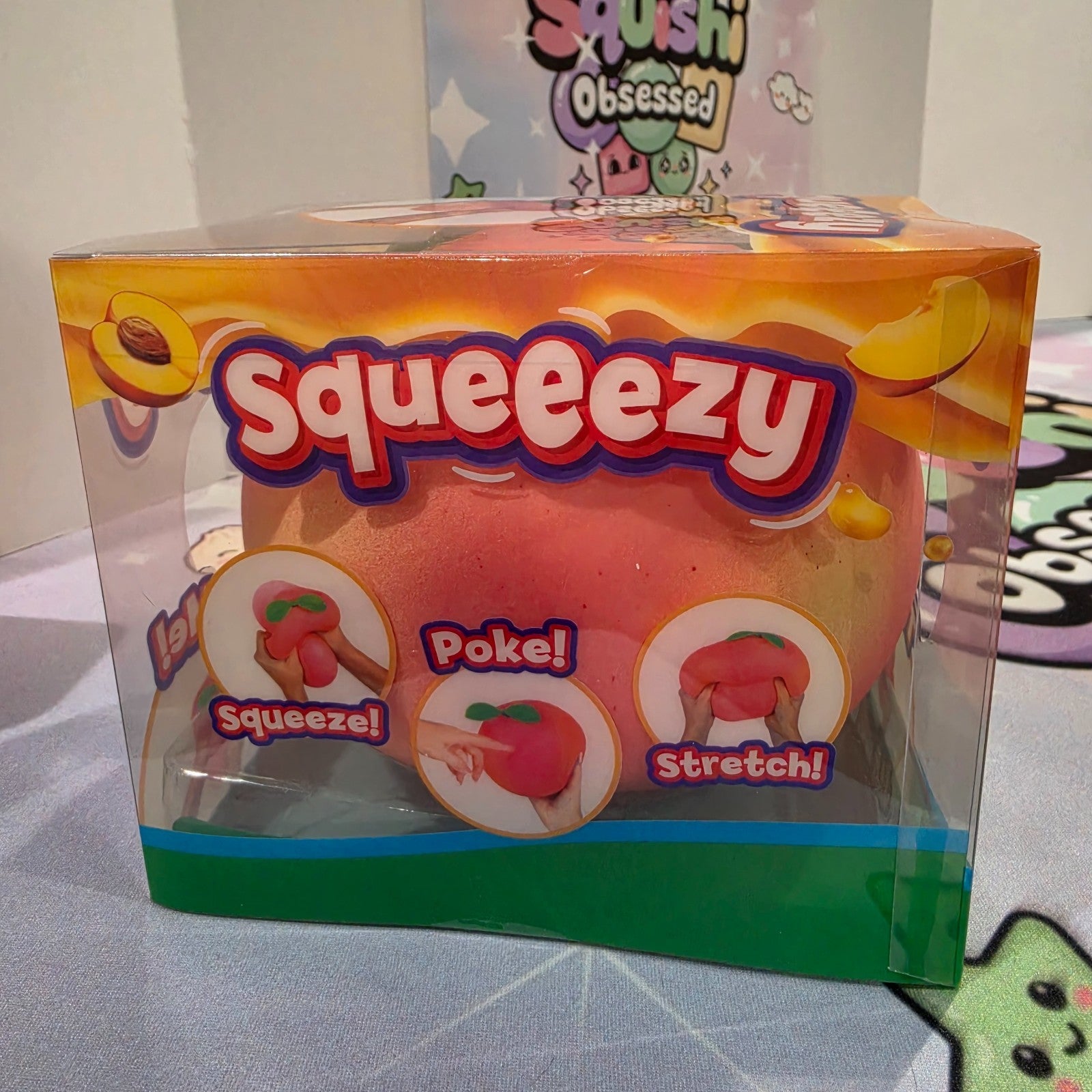 100% Authentic Sunny Days Squeeezy Peach Squishy Toy Sensory Stress Relief  3