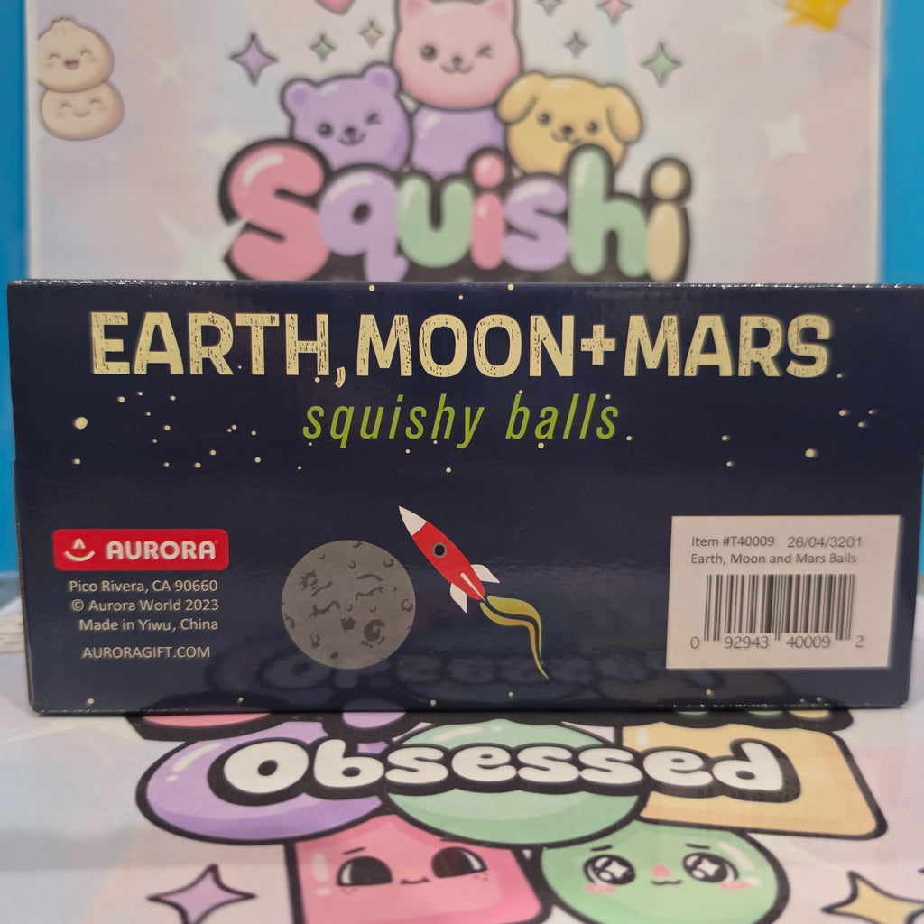 NEW SOLAR SYSTEM SQUISHY BALLS *Mars Earth Moon*3Pack ASMR Sensory Toy By AURORA3