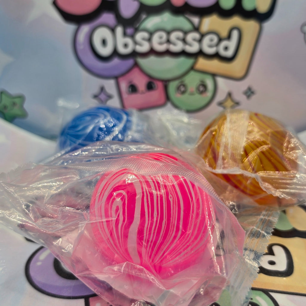 100% Authentic Playside Creations 3 Pack Marble Swirl Squishy Balls - Gel Filled2