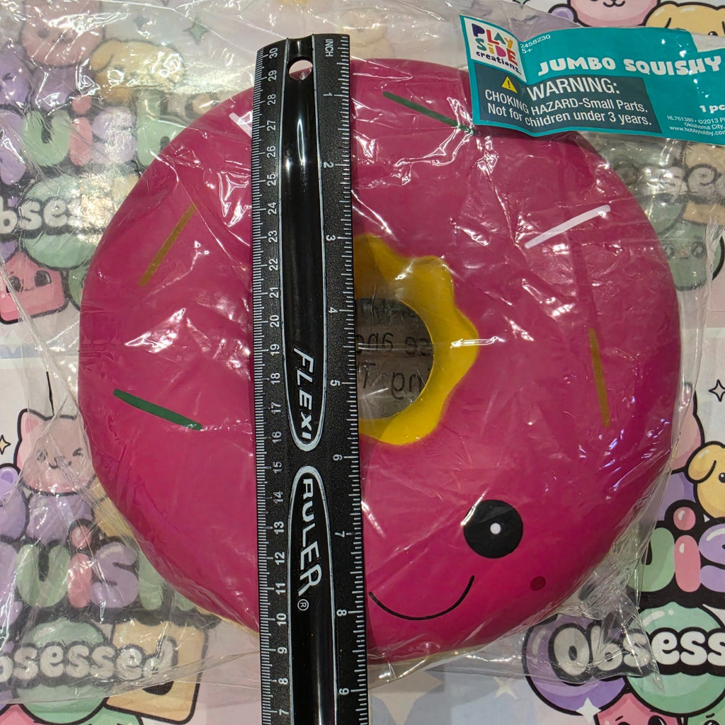 Jumbo XL DONUT Foam Squishy  9" Giant Food ASMR Sensory Toy  Dark Pink Icing6