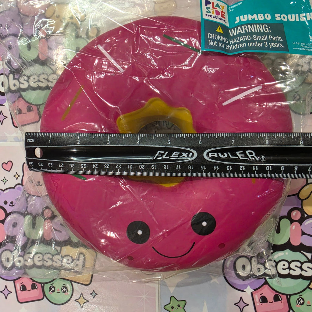 Jumbo XL DONUT Foam Squishy  9" Giant Food ASMR Sensory Toy  Dark Pink Icing5