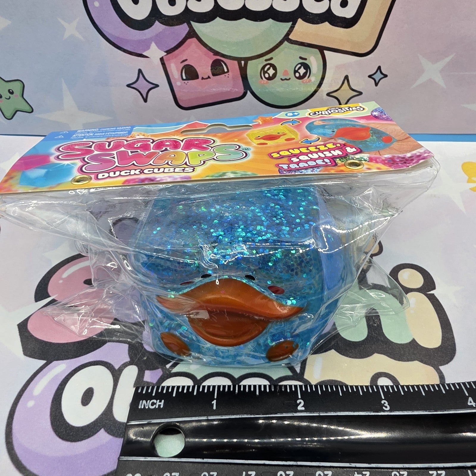 100% Authentic ORB Curiosities Sugar Swaps Duck Cube Glitter Squishy- 1pc (Blue)0